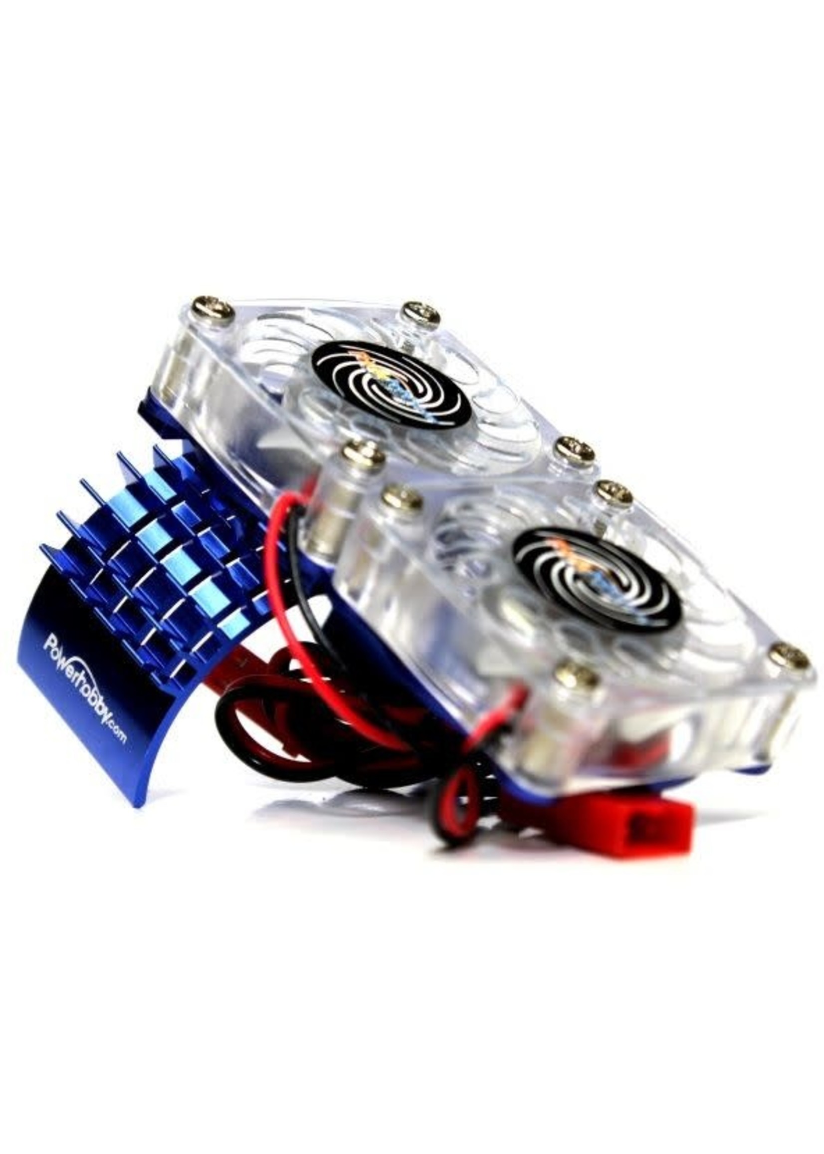 Power Hobby PHBFSBLUE Powerhobby Aluminum Motor Heatsink Twin Dual Cooling Fan Traxxas Slash 4x4 Blue