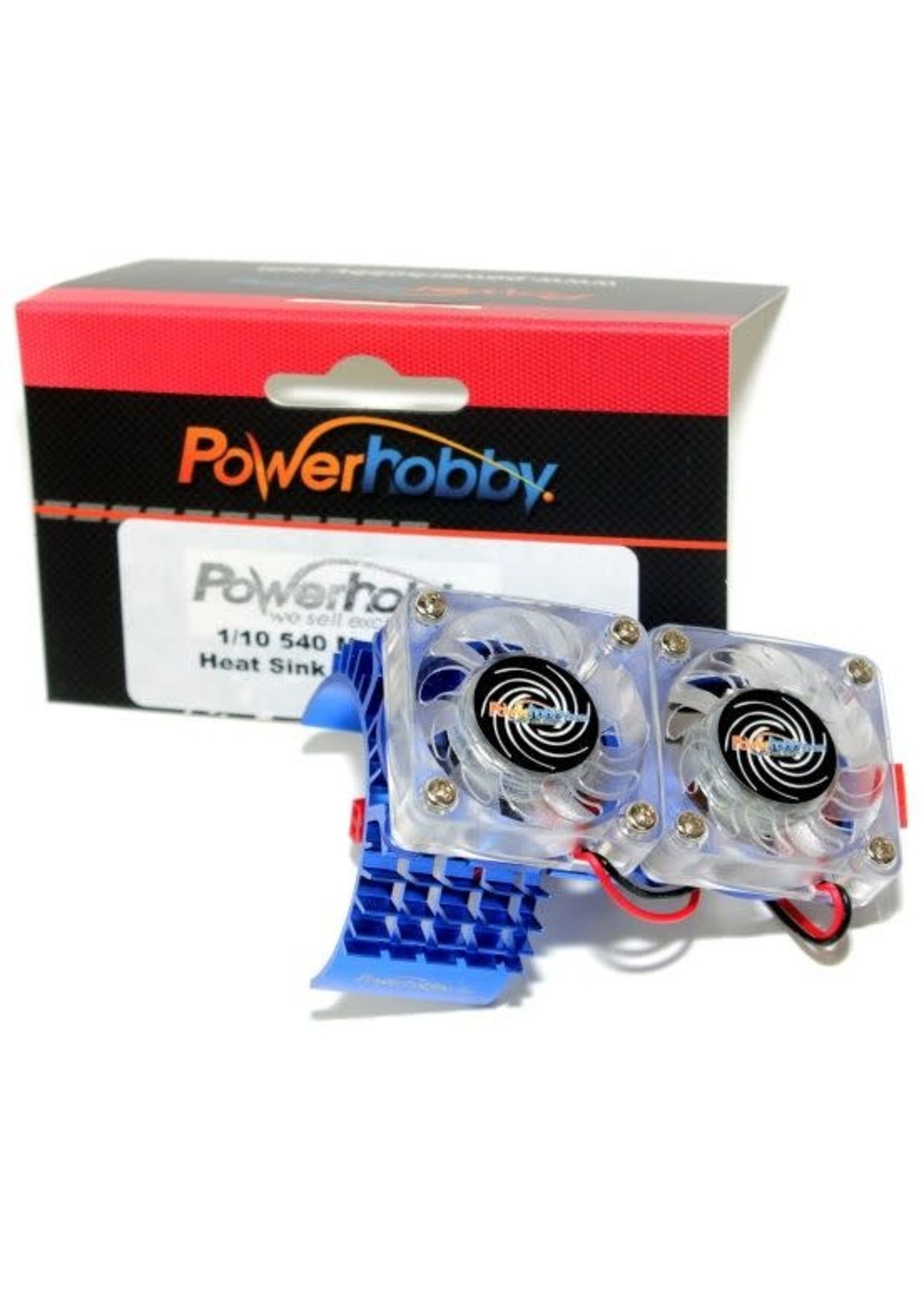 Power Hobby PHBFSBLUE Powerhobby Aluminum Motor Heatsink Twin Dual Cooling Fan Traxxas Slash 4x4 Blue