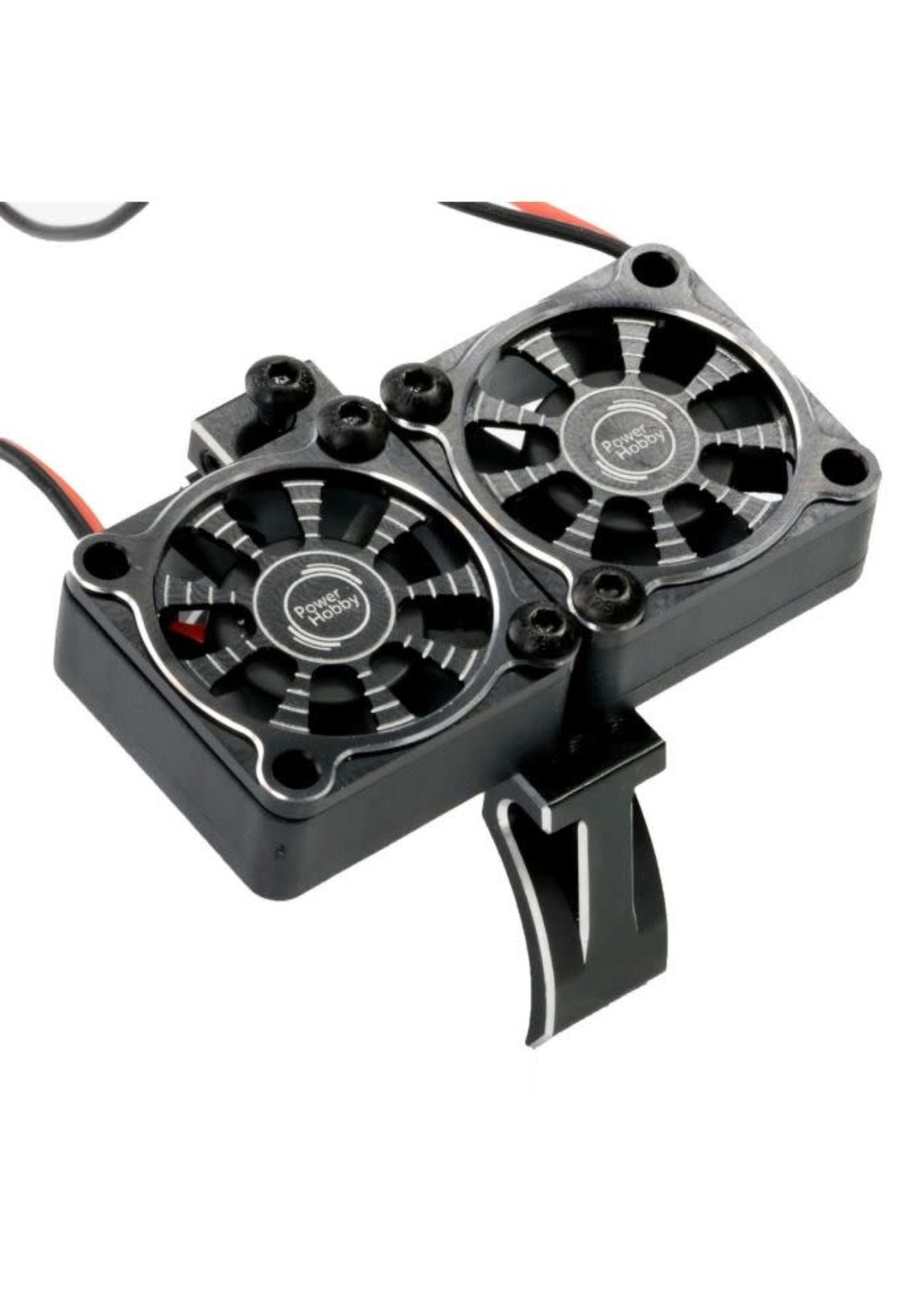 Power Hobby PH1297BLACK Powerhobby 1/10 Aluminum Heatsink High Speed 30mm Twin Turbo Cooling Fans 28K Black