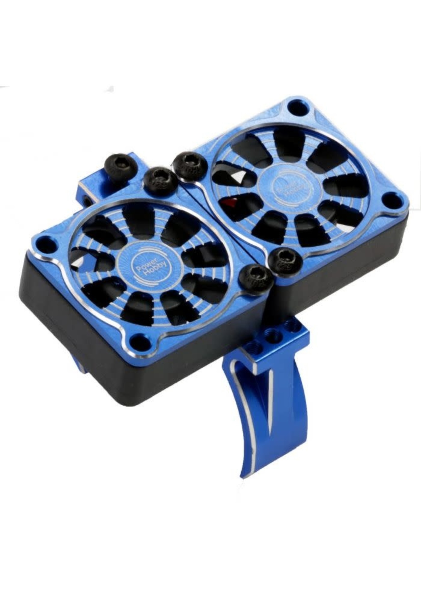 Power Hobby PH1295BLUE Powerhobby 1/8 Aluminum Heatsink 30mm Twin Turbo High Speed Cooling Fans 28K Blue