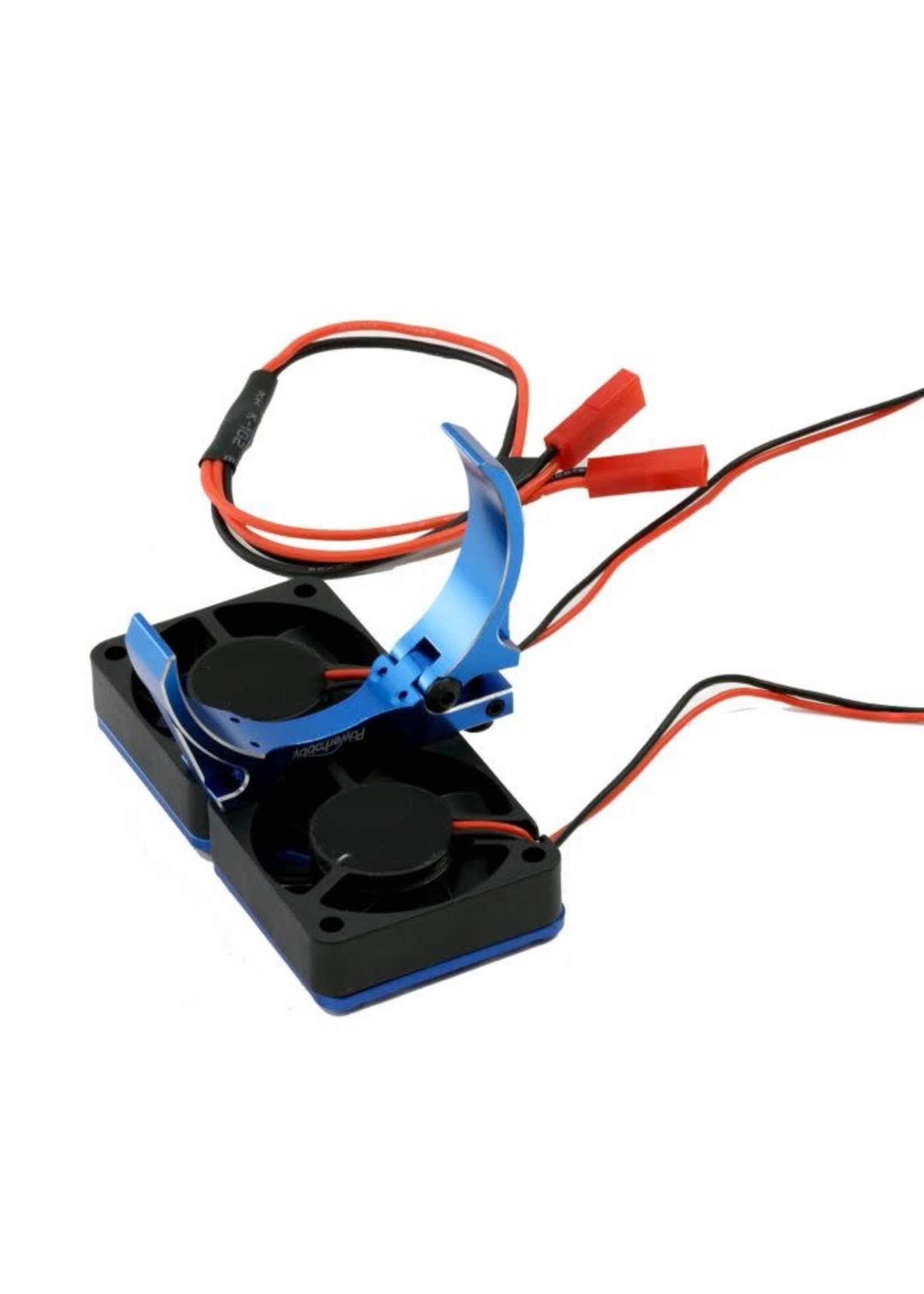 Power Hobby PH1295BLUE Powerhobby 1/8 Aluminum Heatsink 30mm Twin Turbo High Speed Cooling Fans 28K Blue