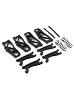 Traxxas Suspension kit, WideMaxx , black (includes front & rear suspension arms, front toe links, outer half shafts (extended), rear shock springs)