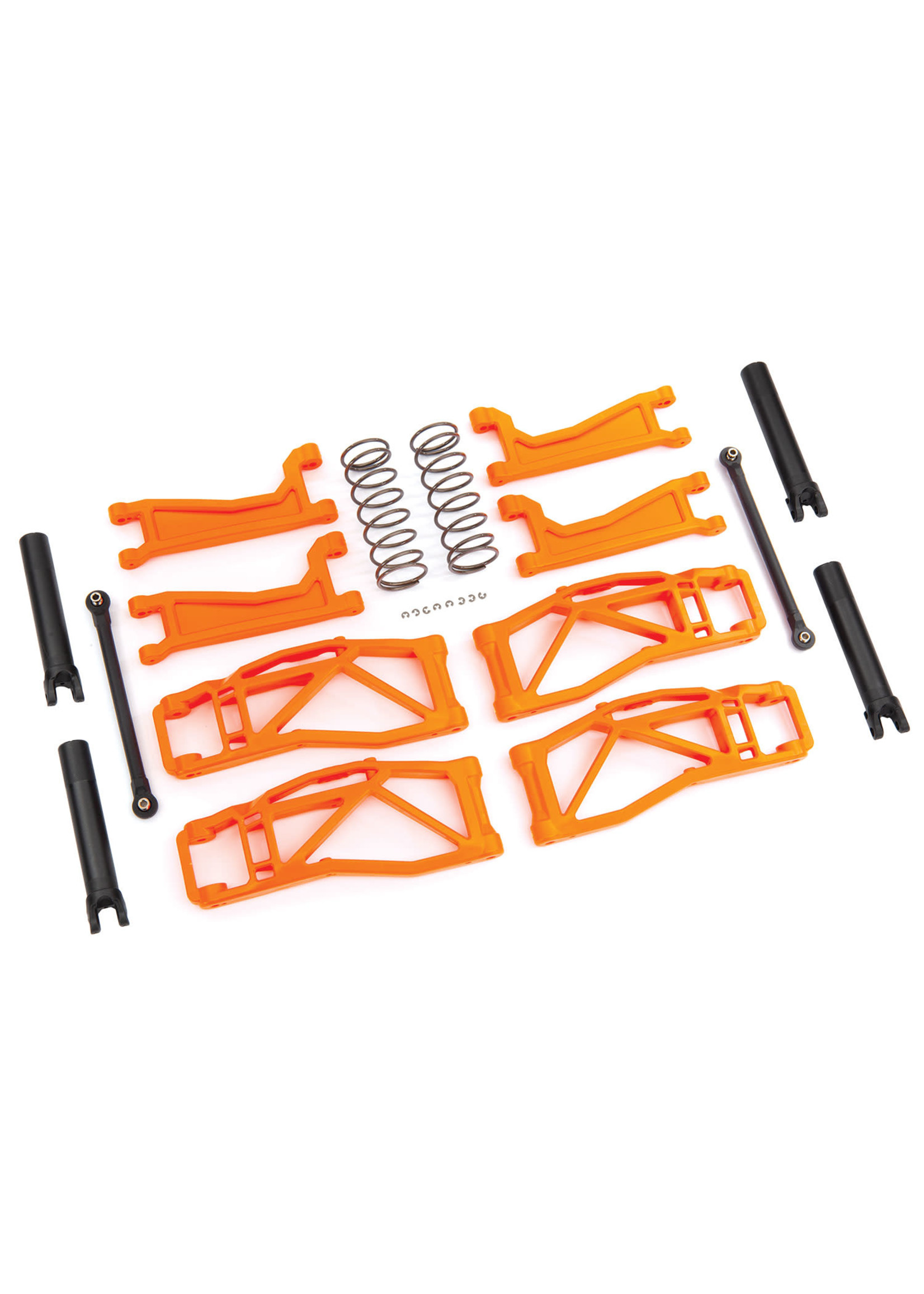 Traxxas Suspension kit, WideMaxx , orange (includes front & rear suspension arms, front toe links, outer half shafts (extended), rear shock springs)