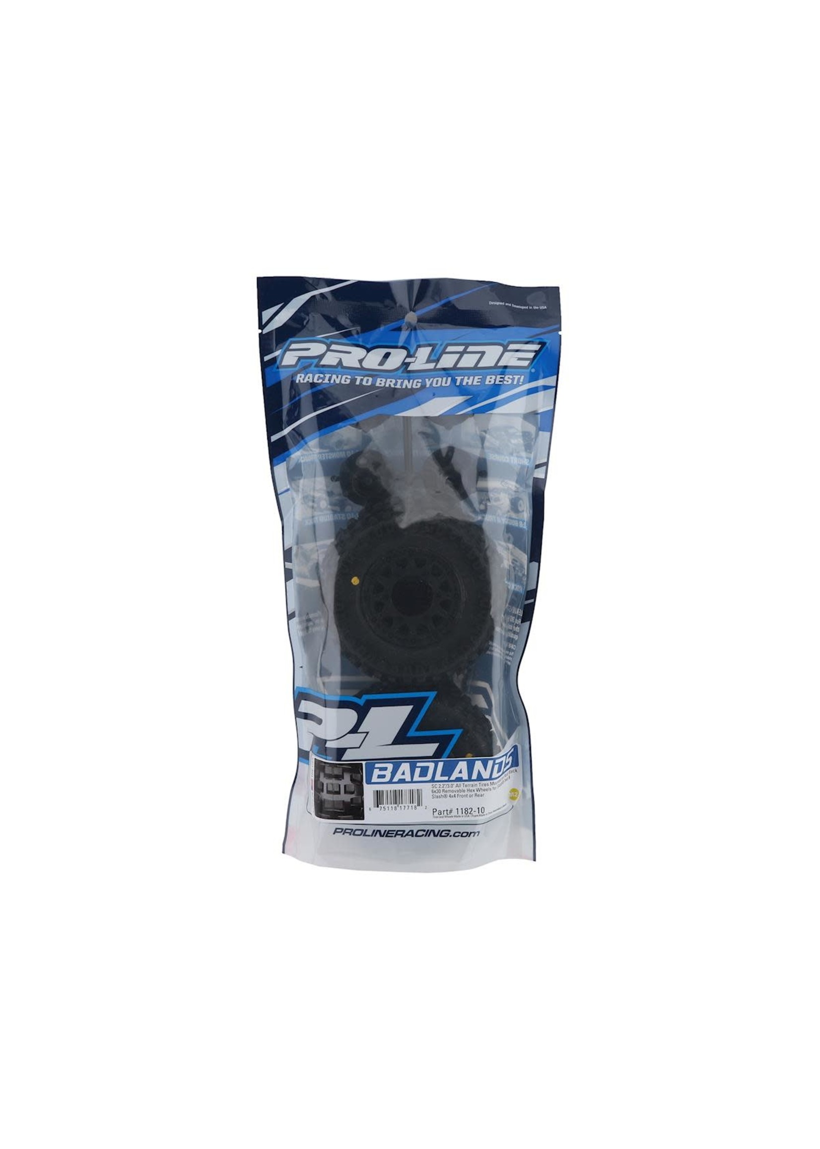 Pro-Line PRO118210 Pro-Line Badlands SC 2.2/3.0 Tires w/Raid Wheels (Black) (2) (M2) w/12mm Removable Hex