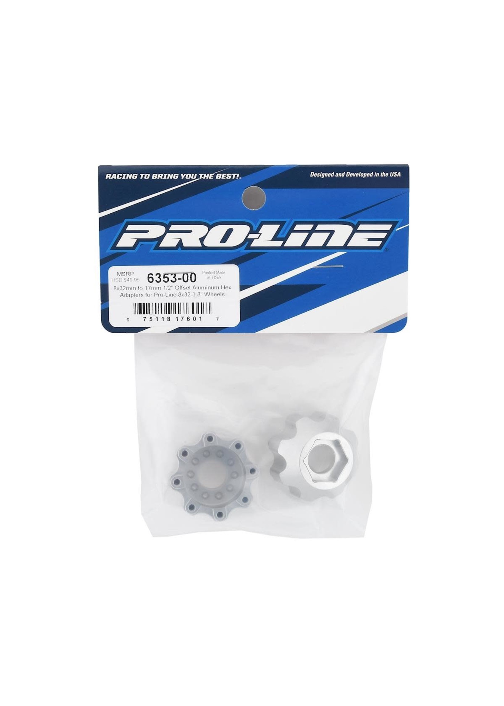 Pro-Line PRO635300 1/8 8x32 to 17mm 1/2" Offset Aluminum Hex Adapters