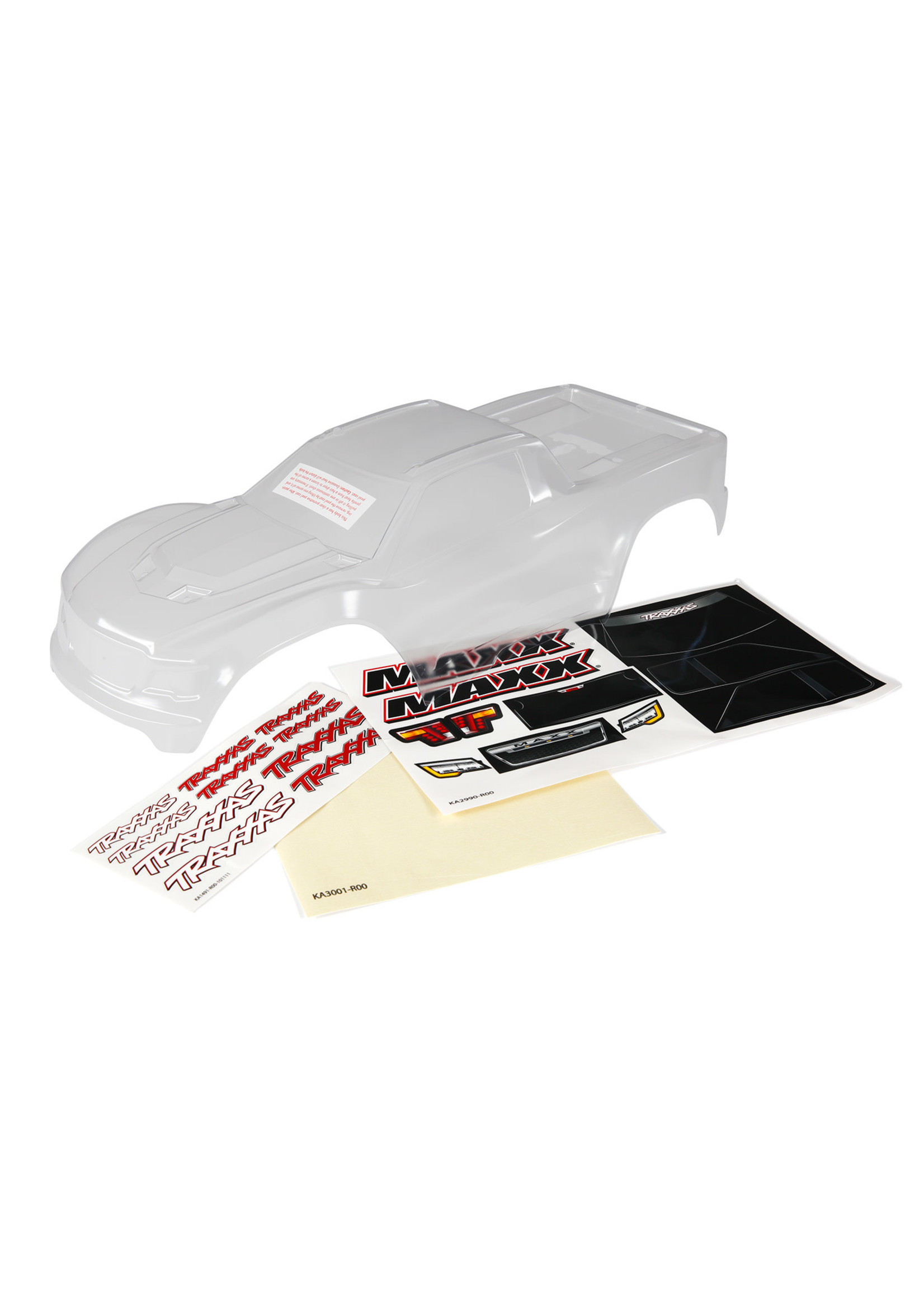 Traxxas 8911 Body, Maxx (clear, requires painting)/ window masks/ decal sheet