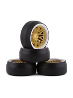 Yeah Racing Yeah Racing Spec D Pre-Mounted Drift Tires w/LS Mesh Wheels (White/Gold) (4) w/12mm Hex & 6mm Offset