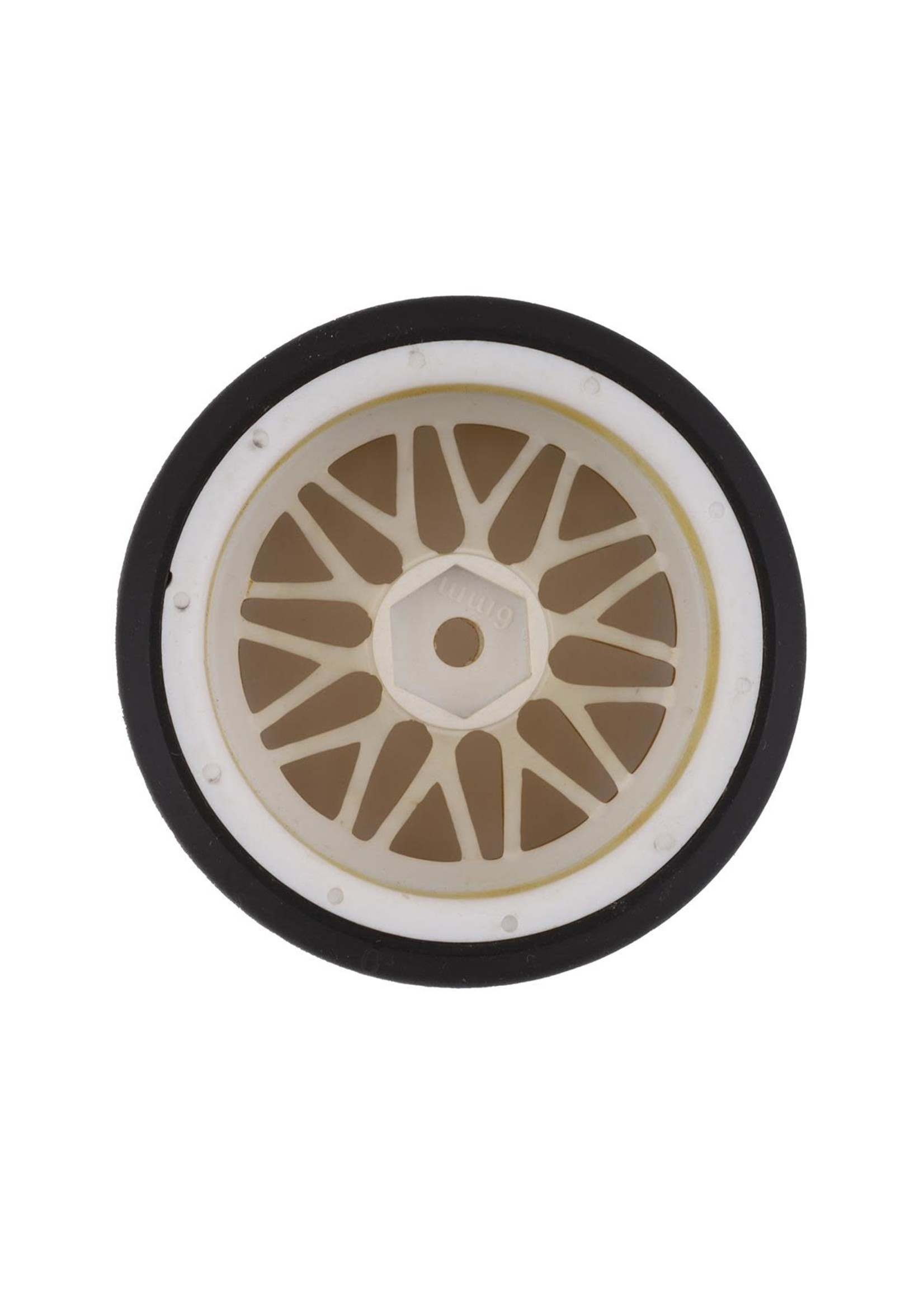 Yeah Racing YEA-WL-0088 Yeah Racing Spec D Pre-Mounted Drift Tires w/LS Mesh Wheels (White/Gold) (4) w/12mm Hex & 6mm Offset