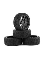 Yeah Racing Yeah Racing Spec T Pre-Mounted On-Road Touring Tires w/CS Wheels (Black) (4) w/12mm Hex & 3mm Offset