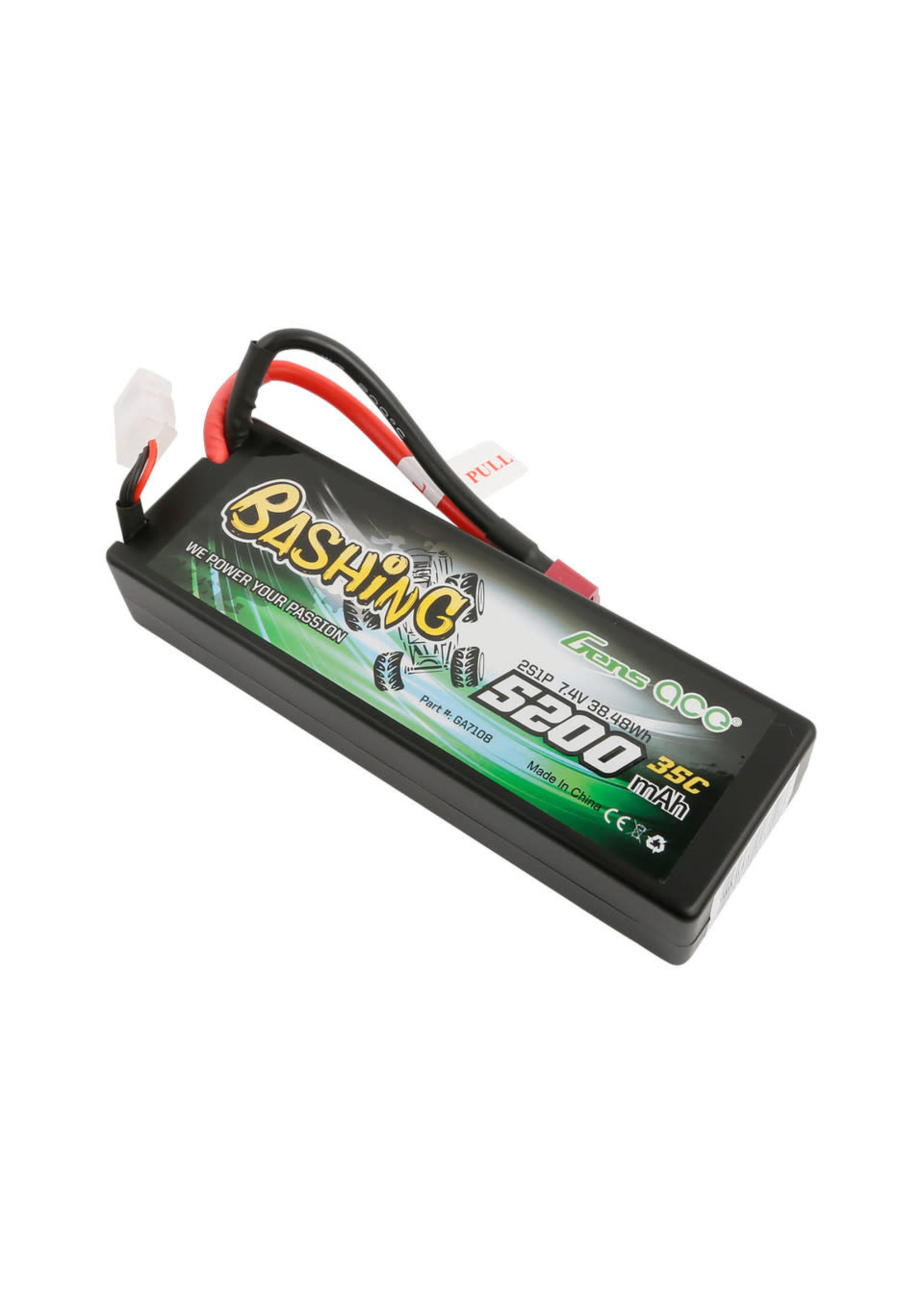 Gens ace GEA52002S35D Gens Ace Bashing Series 5200mAh 7.4V 2S1P 35C Car Lipo Battery Pack Hardcase 24# With Deans Plug