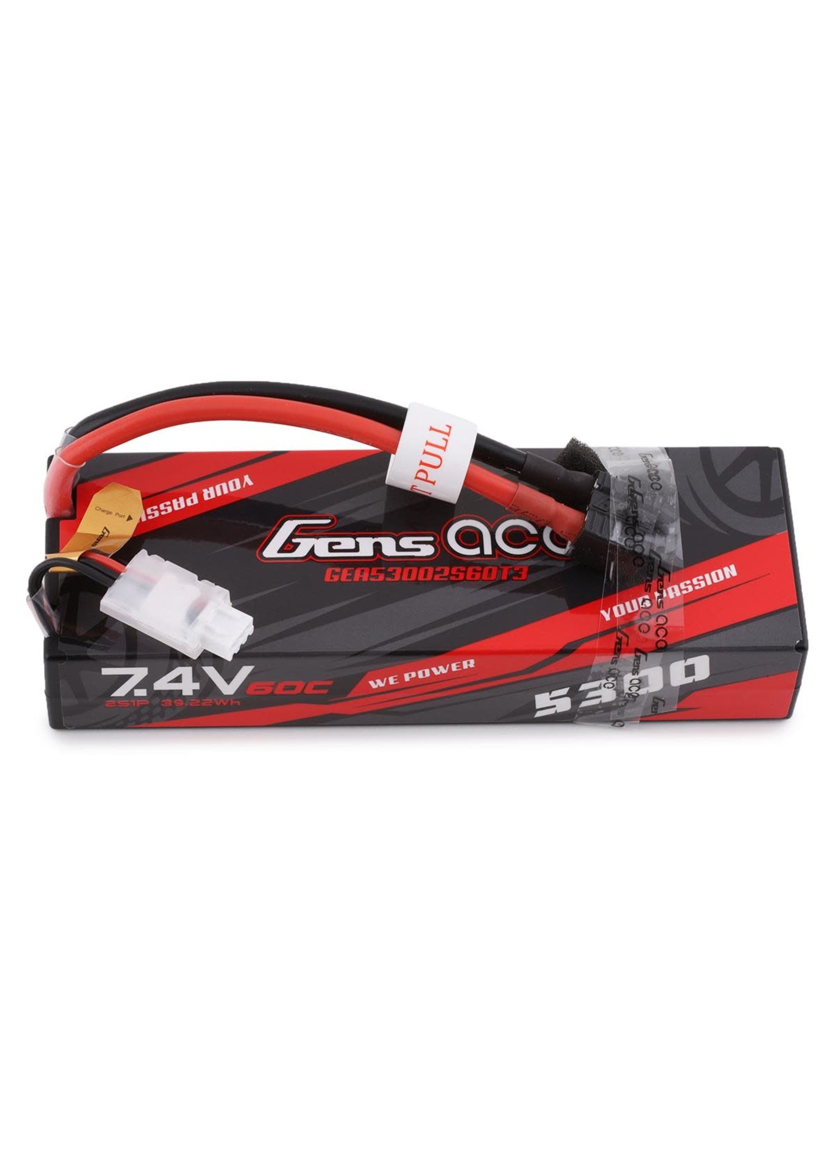 Gens ace GEA53002S60T3 Gens Ace 2s LiPo Battery Pack 60C (7.4V/5300mAh) w/Universal Connector
