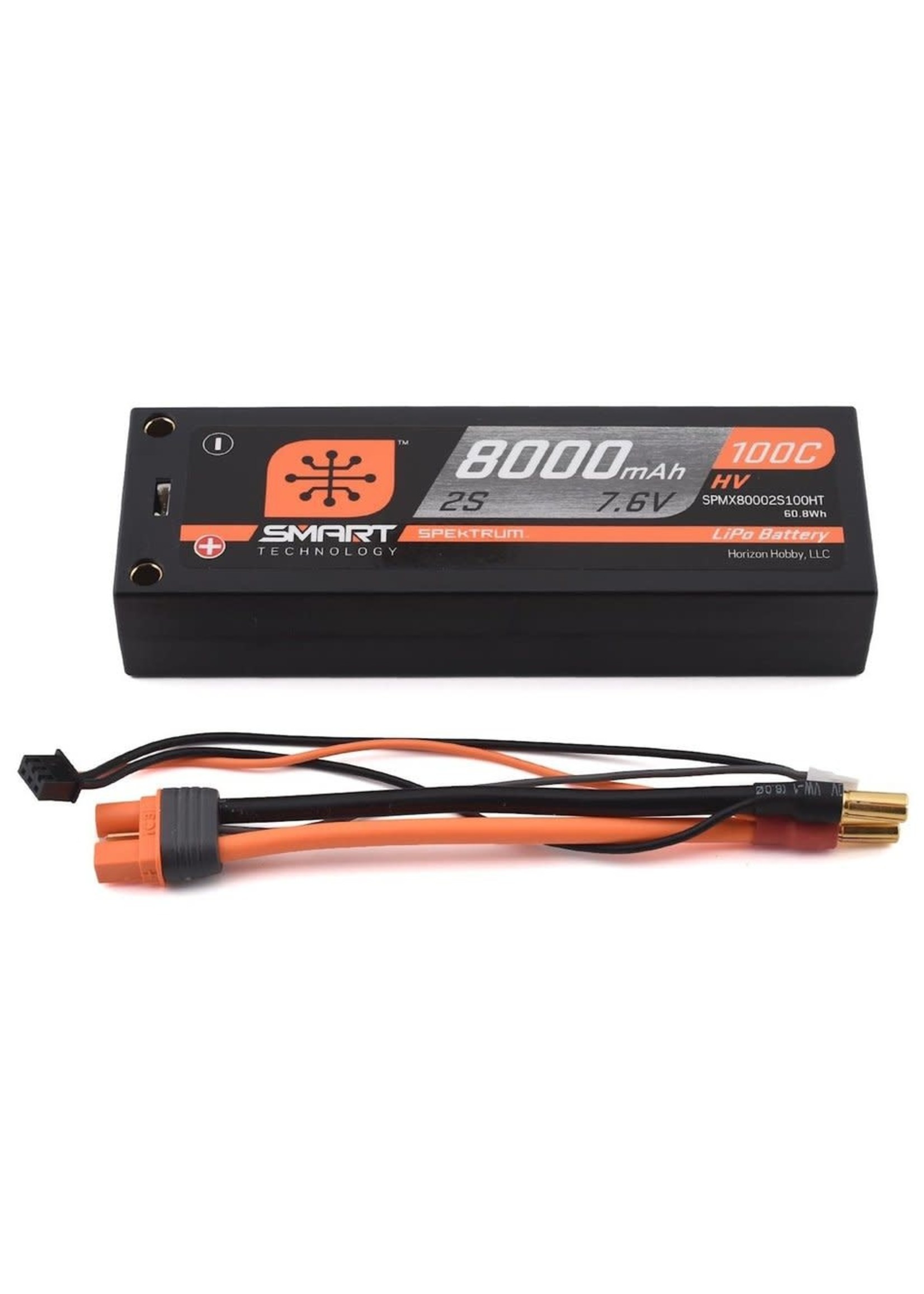 Spektrum SPMX80002S100HT 8000mAh 2S 7.6V 100C Smart HV LiPo Case; 5mm Tubes