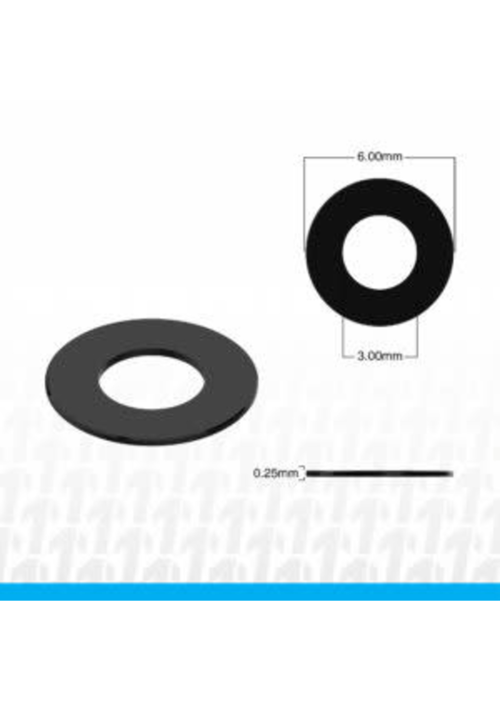 1UP Racing 80301 3x6x0.25mm Precision Aluminum Shims, Black