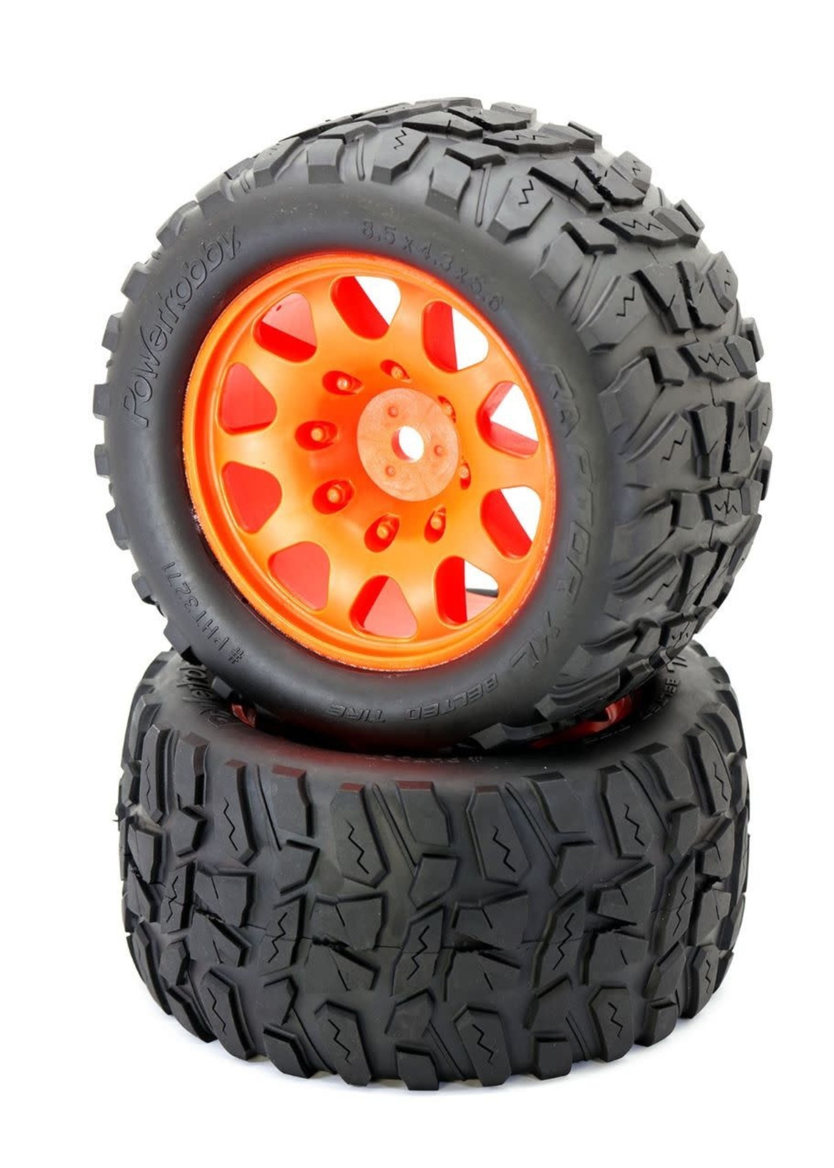Power Hobby PH3271ORANGE Powerhobby Raptor XL Belted Tires / Viper Wheels (4) Traxxas X-Maxx 6s / 8S ORANGE