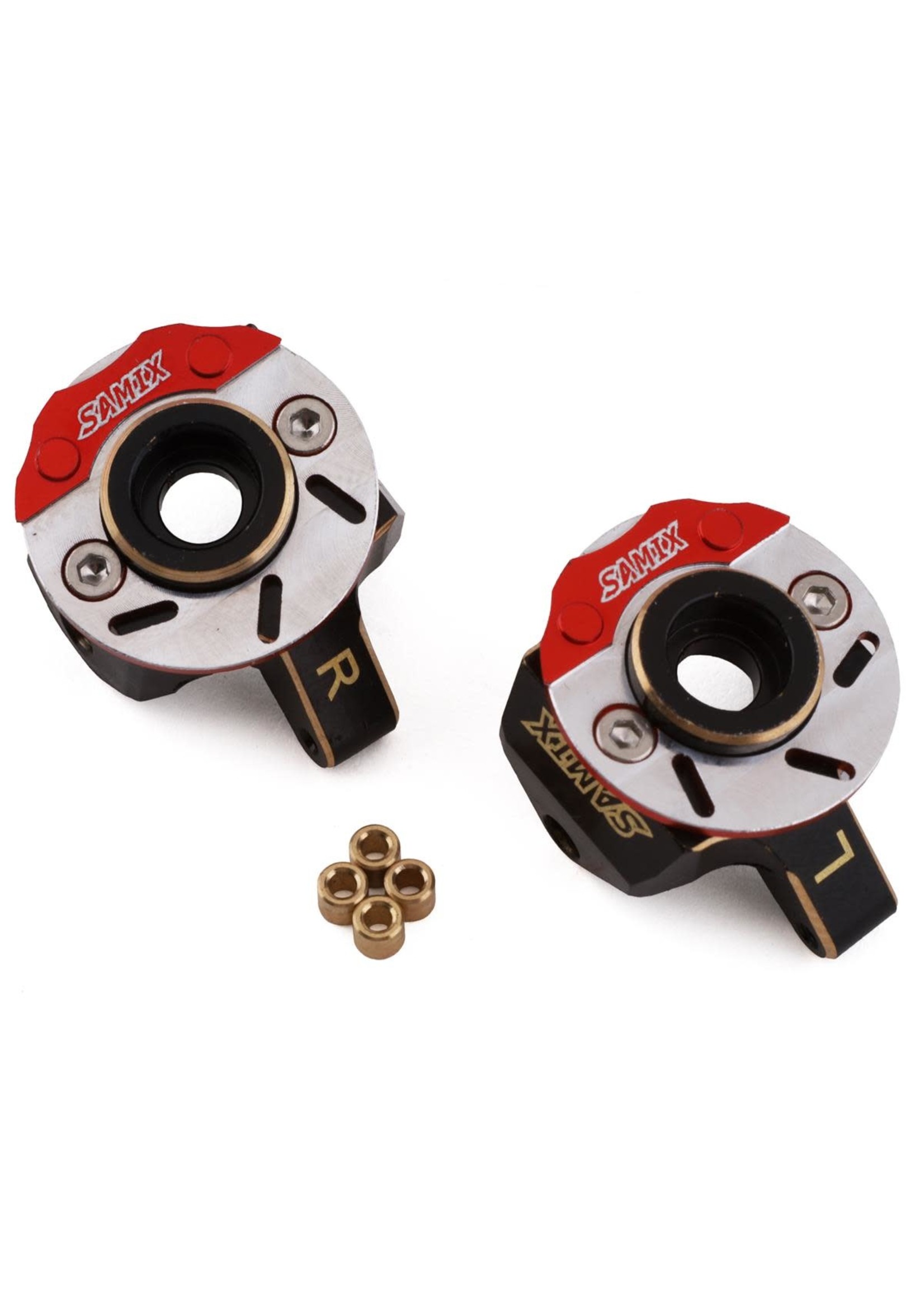 Samix SAMSCX24-4412FS Samix SCX24 Brass Heavy Steering Knuckle Set w/Brake Rotor