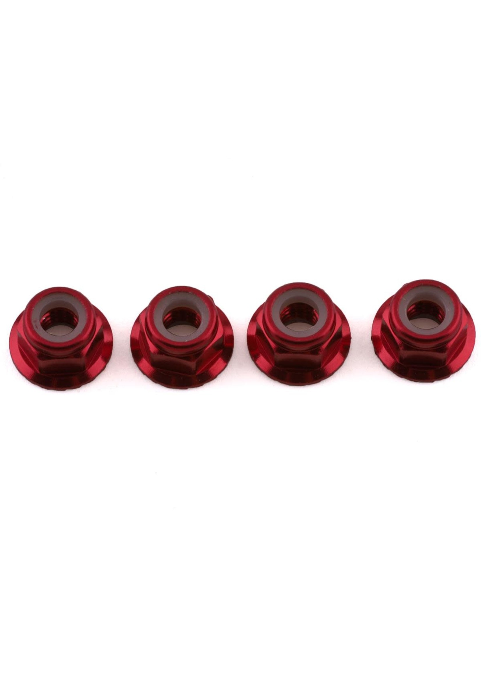 Traxxas 1747A Traxxas 4mm Aluminum Flanged Serrated Nuts - Red-anodized (4)