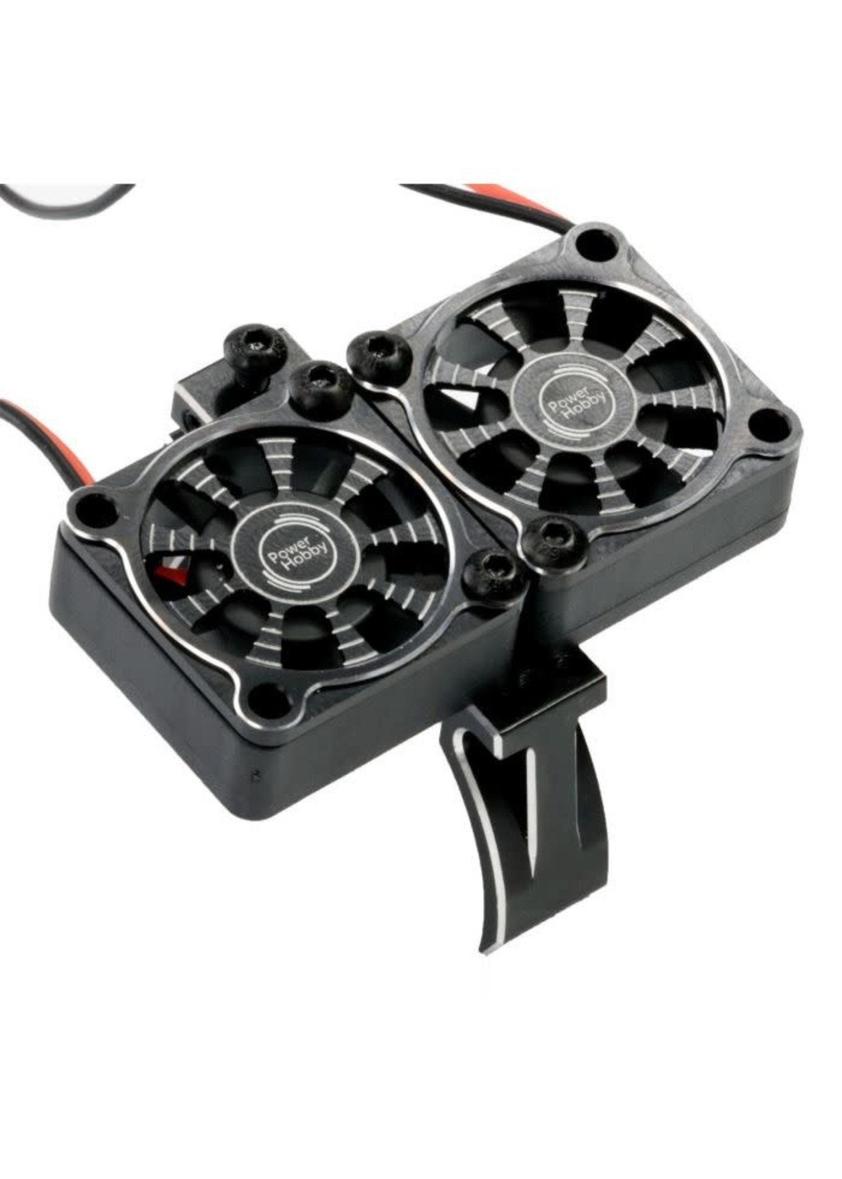 Power Hobby PH1295BLACK Powerhobby 1/8 Aluminum Heatsink 30mm Twin Turbo High Speed Cooling Fans 28K Black