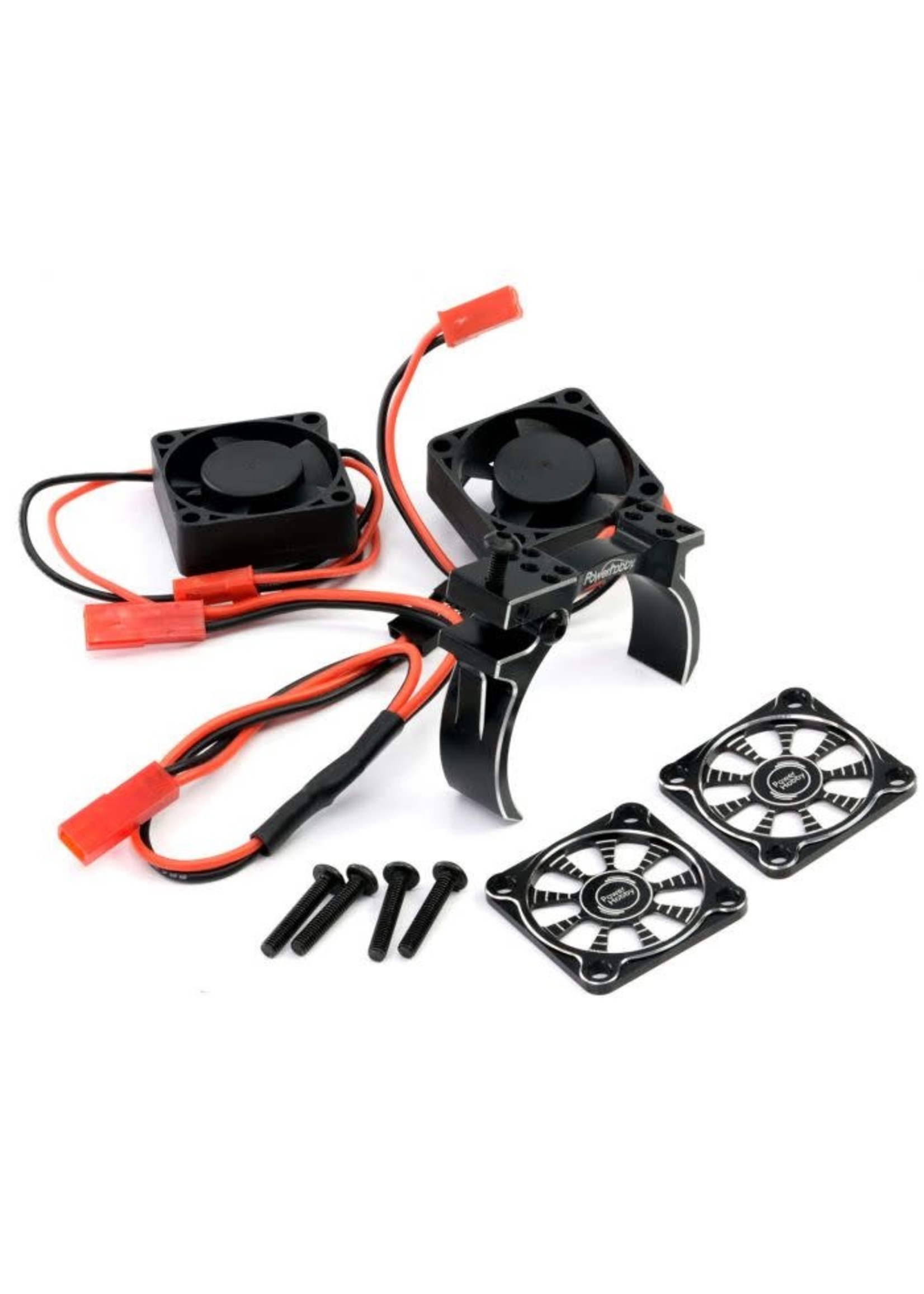 Power Hobby PH1295BLACK Powerhobby 1/8 Aluminum Heatsink 30mm Twin Turbo High Speed Cooling Fans 28K Black