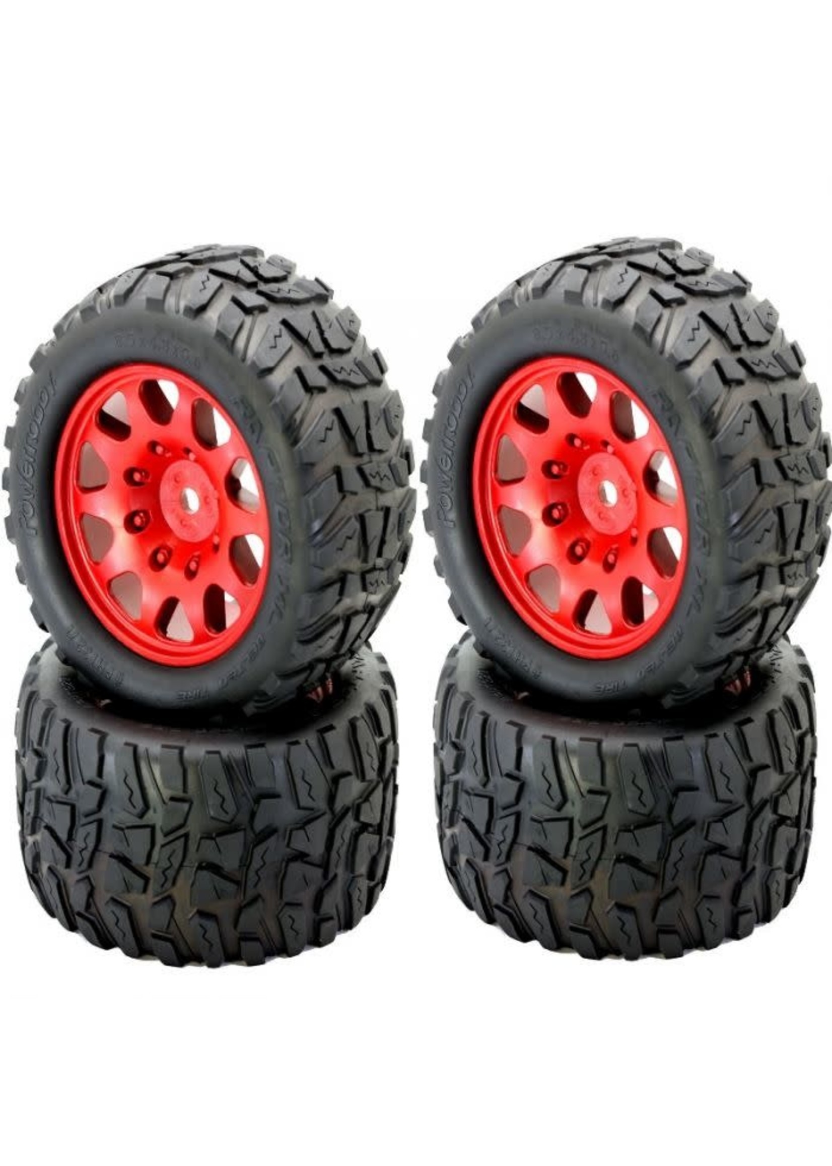 Power Hobby PHT-3271R Powerhobby Raptor XL Belted Tires / Viper Wheels (4) Traxxas X-Maxx 6s / 8S RED