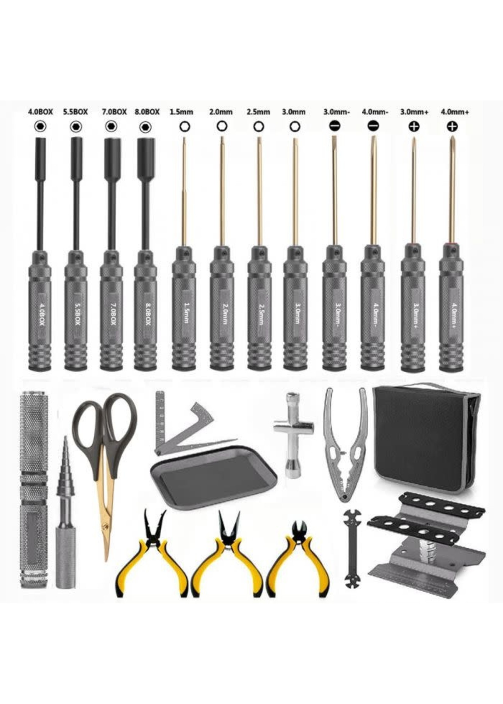 Power Hobby PHT013 Powerhobby RC Tool Set Screwdriver Pliers Wrench, Body Reamer Stand