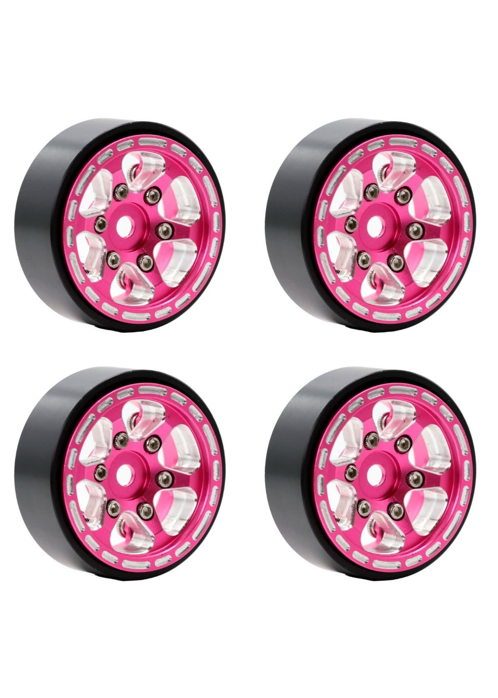 Power Hobby PHSCX24111-PINK Powerhobby Z1 1.0" Aluminum Beadlock Wheels Pink 1/24