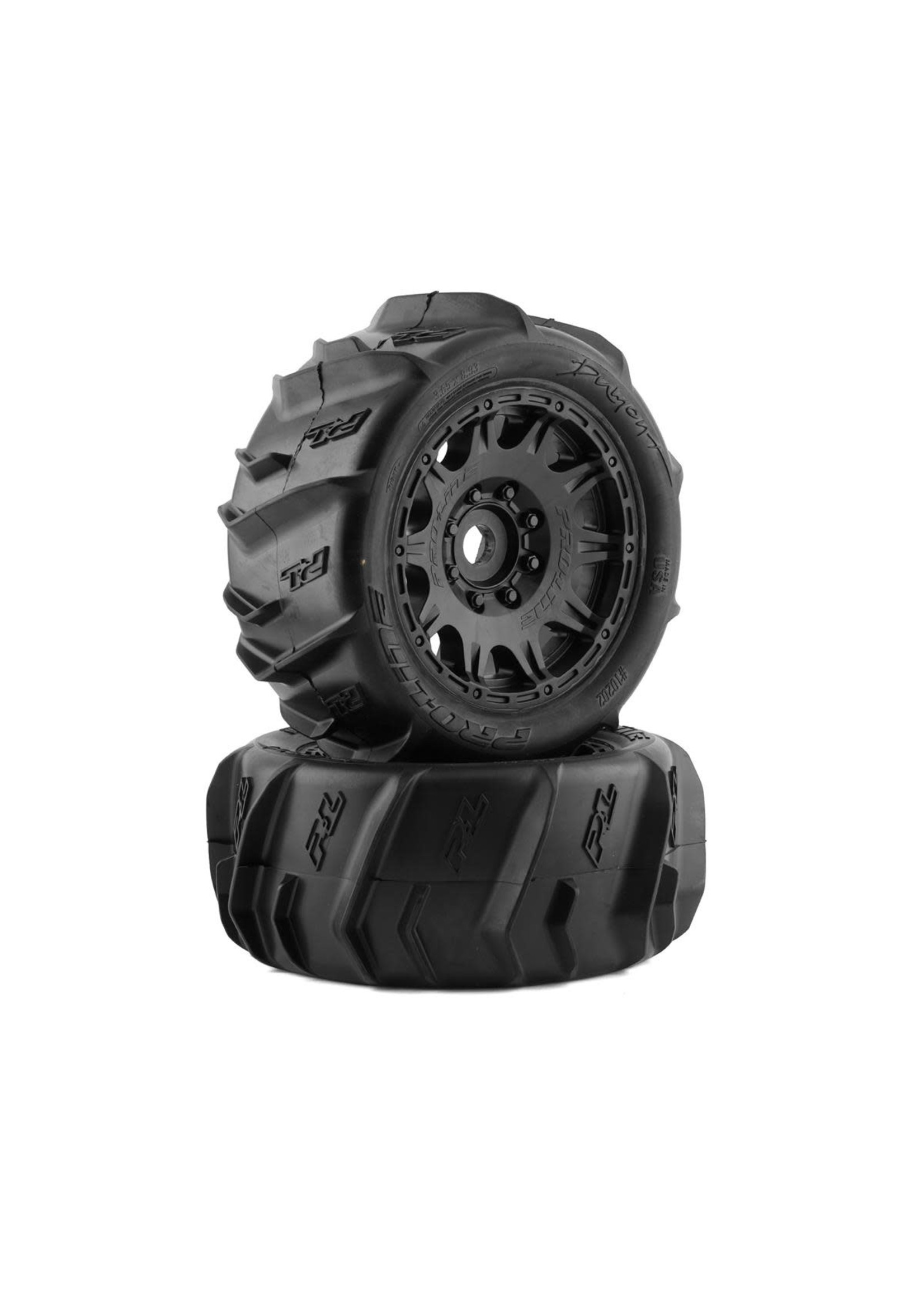 Pro-Line PRO1020210 Pro-Line Dumont 5.7" Sand/Snow Pre-Mounted Tires w/Raid Wheels (Black) (2) (Medium) w/24mm Hex