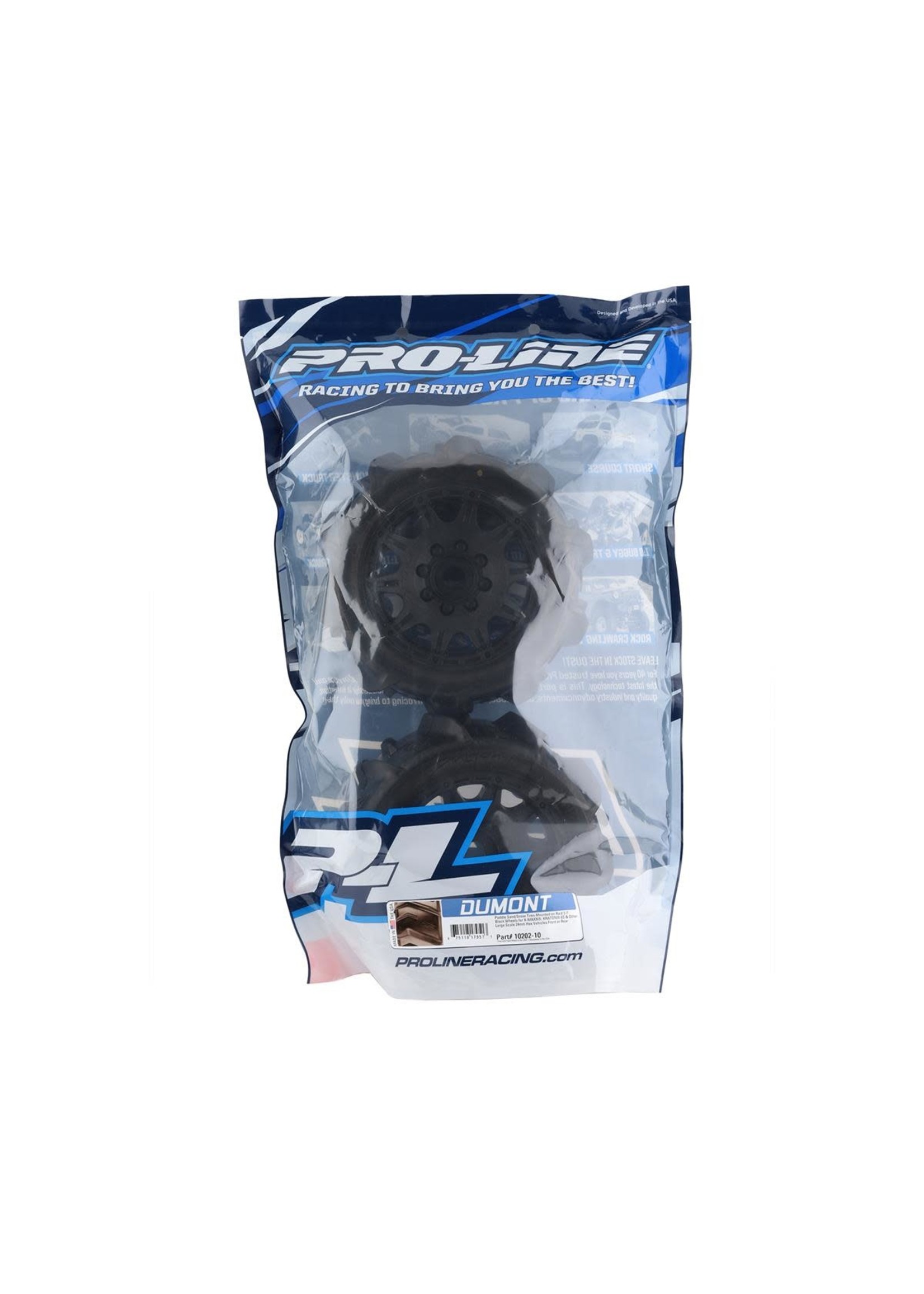 Pro-Line PRO1020210 Pro-Line Dumont 5.7" Sand/Snow Pre-Mounted Tires w/Raid Wheels (Black) (2) (Medium) w/24mm Hex