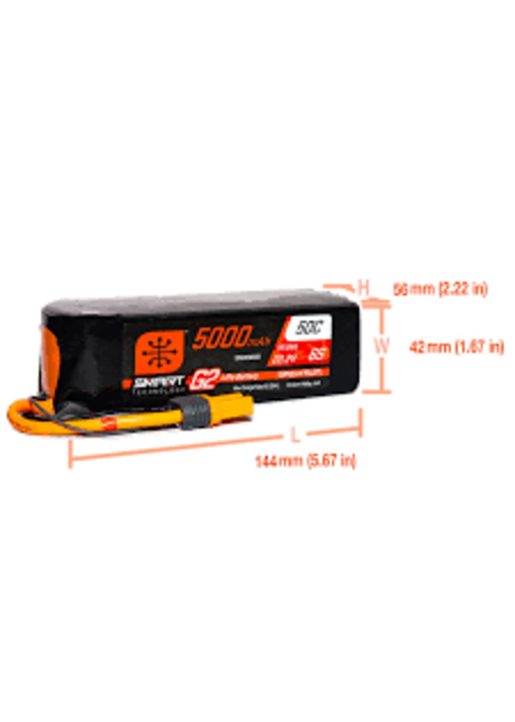 Spektrum SPMX56S50 22.2V 5000mAh 6S 50C Smart G2 LiPo Battery: IC5