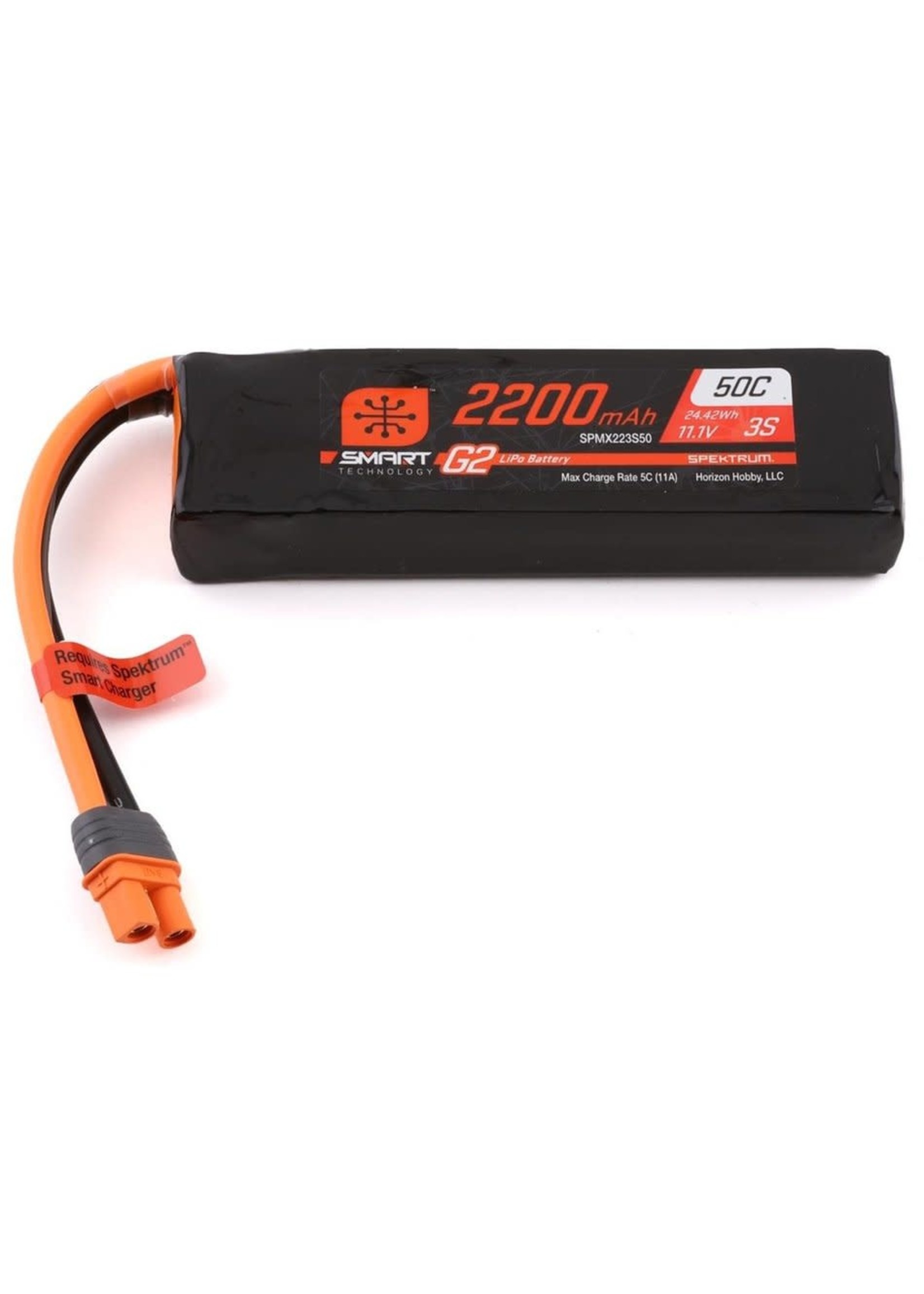 Spektrum SPMX223S50 Spektrum 11.1V 2200mAh 3S 50C Smart LiPo G2 for IC3