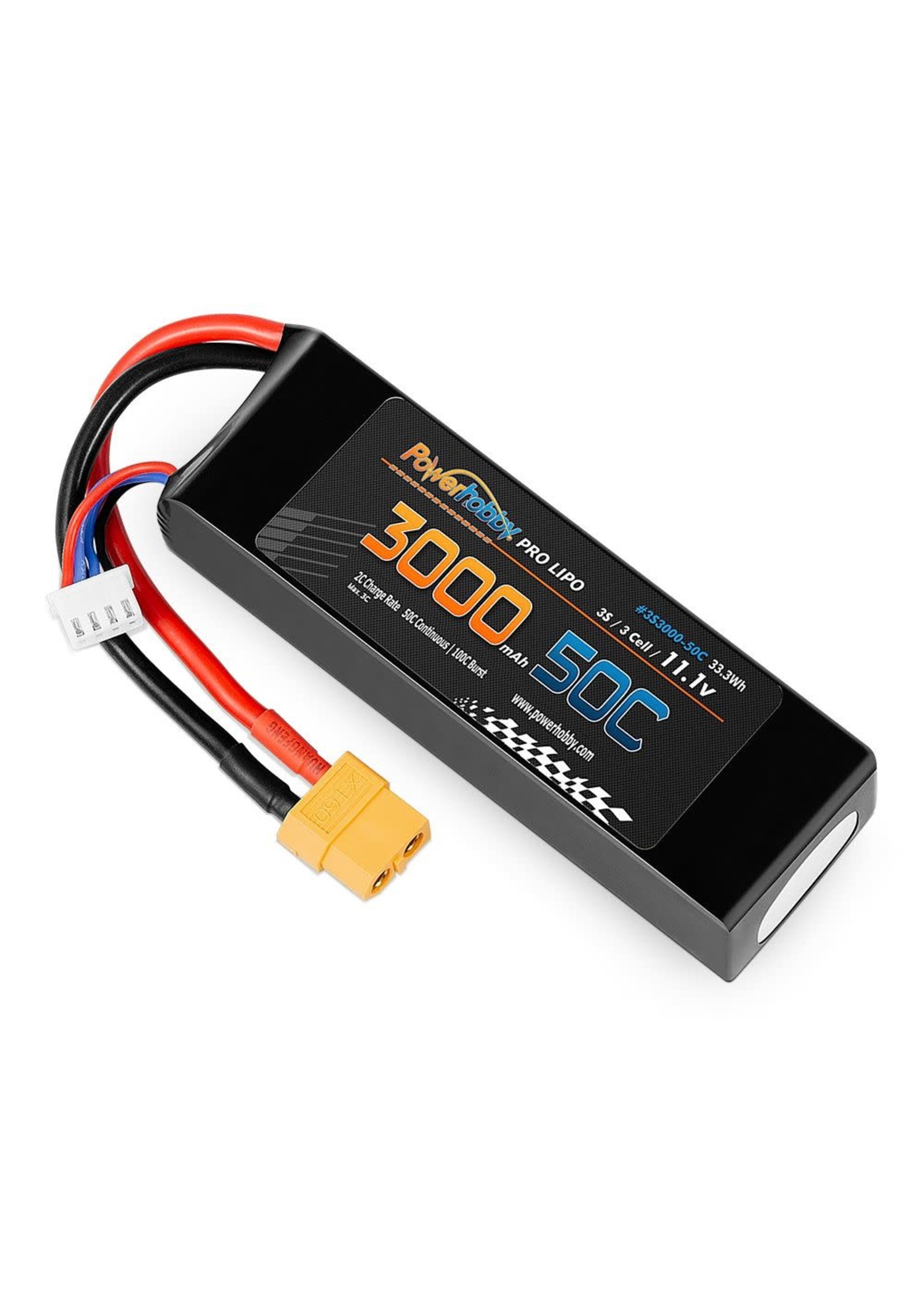 Power Hobby Powerhobby 3S 11.1V 3000mAh 50C Lipo Battery w XT60 Connector / Plug