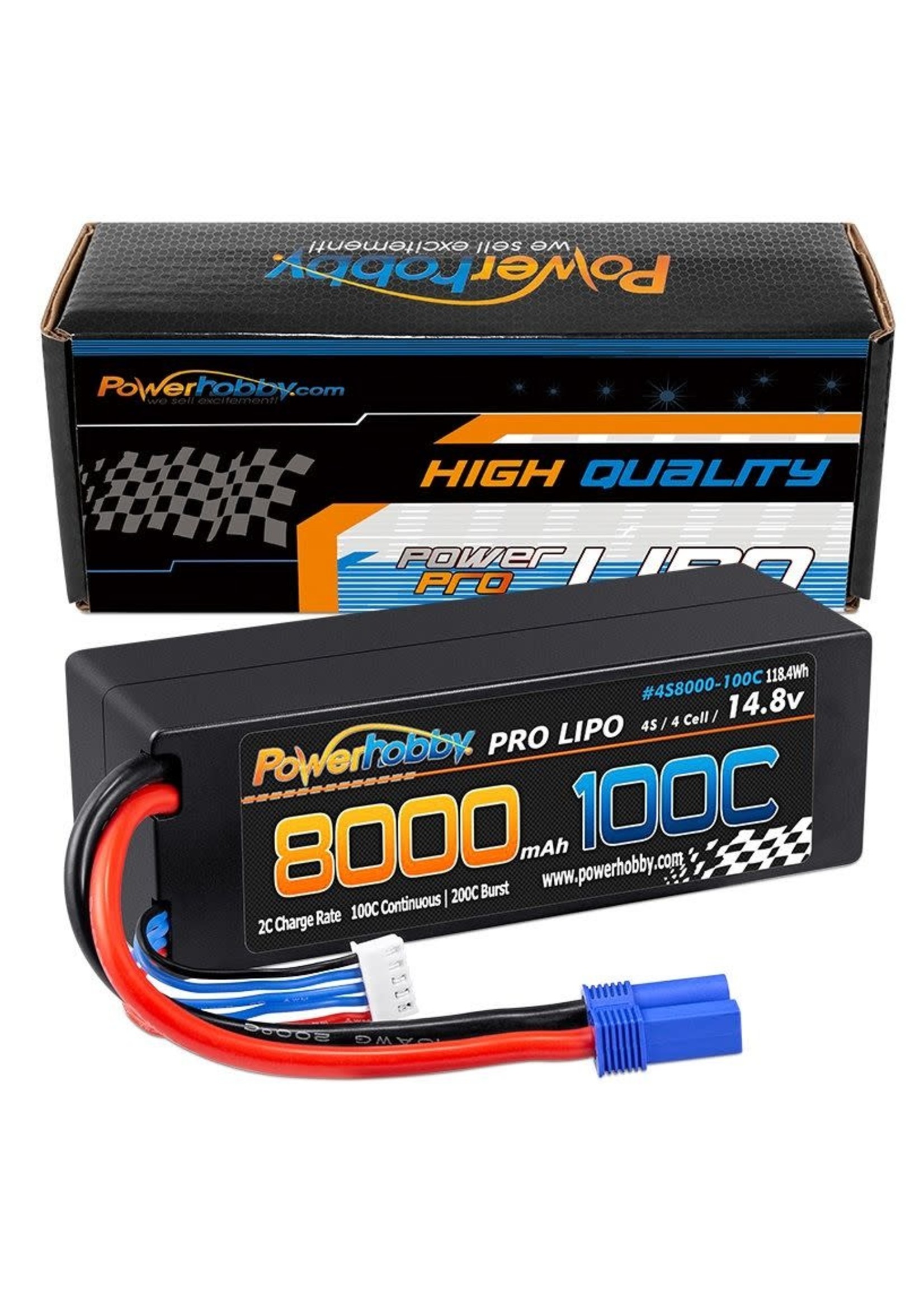 Power Hobby Powerhobby 4s 14.8V 8000MAH 100C Lipo Battery w EC5 Plug Hard Case