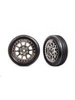 Traxxas Tires & wheels, assembled (2.2" black chrome wheels, Alias® ribbed 2.2" tires) (2) (Bandit® front, medium compound w/ foam inserts)