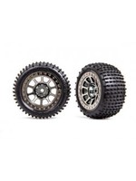 Traxxas Tires & wheels, assembled (2.2" black chrome wheels, Alias® 2.2" tires) (2) (Bandit® rear, medium compound with foam inserts)