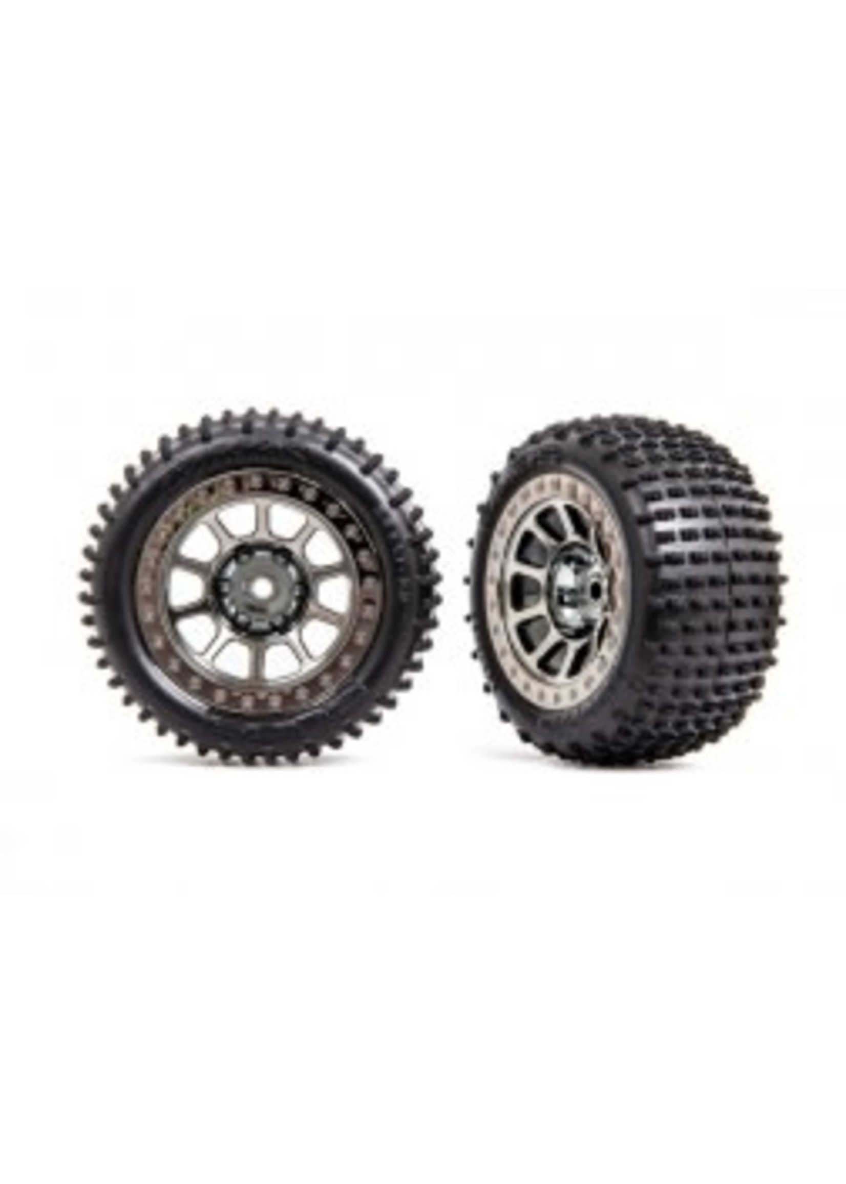 Traxxas Tires & wheels, assembled (2.2" black chrome wheels, Alias® 2.2" tires) (2) (Bandit® rear, medium compound with foam inserts)