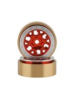 SSD SSD RC 1.0” Boxer Aluminum/Brass Beadlock Wheels (Red) (2)