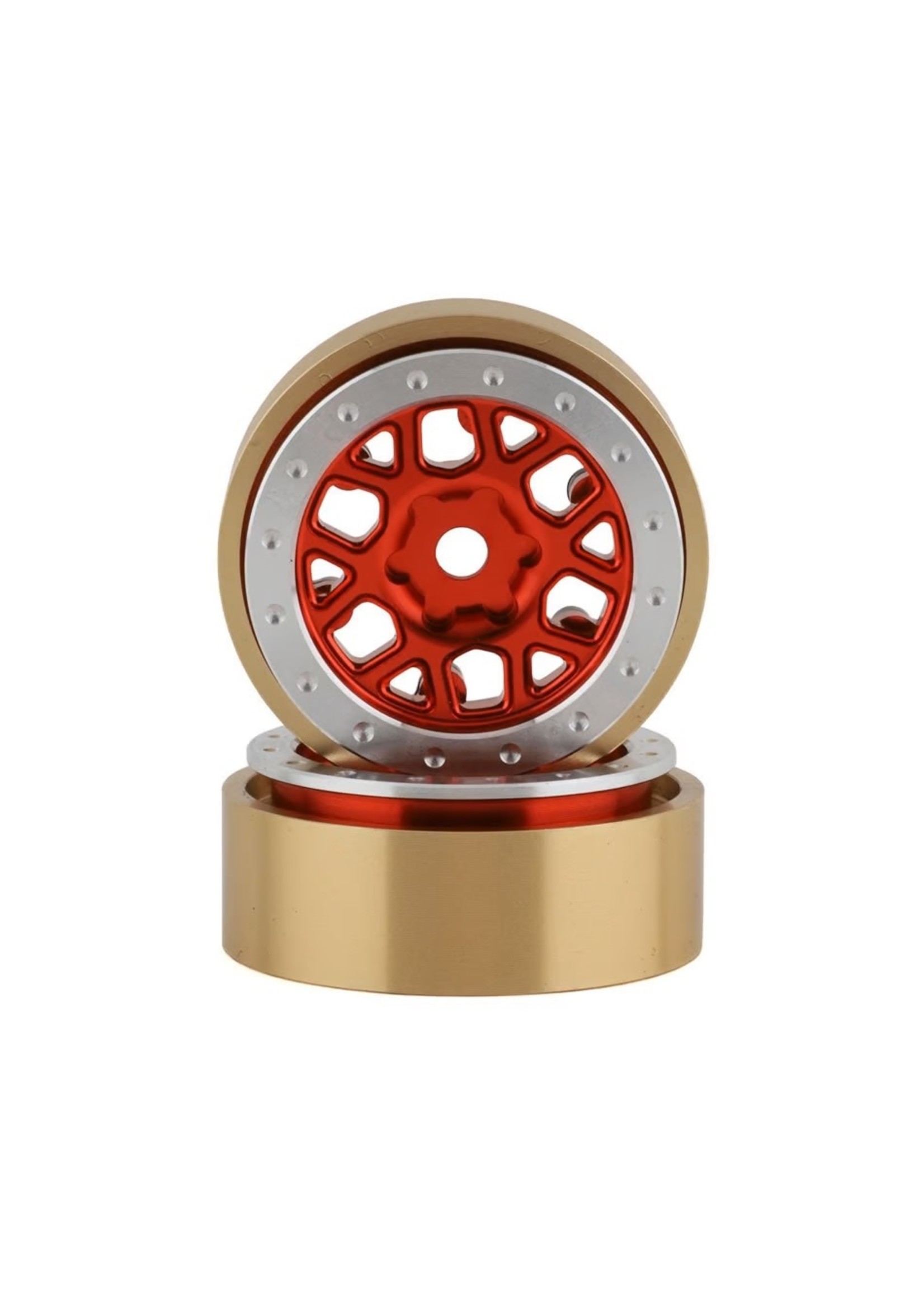 SSD SSD RC 1.0” Boxer Aluminum/Brass Beadlock Wheels (Red) (2)