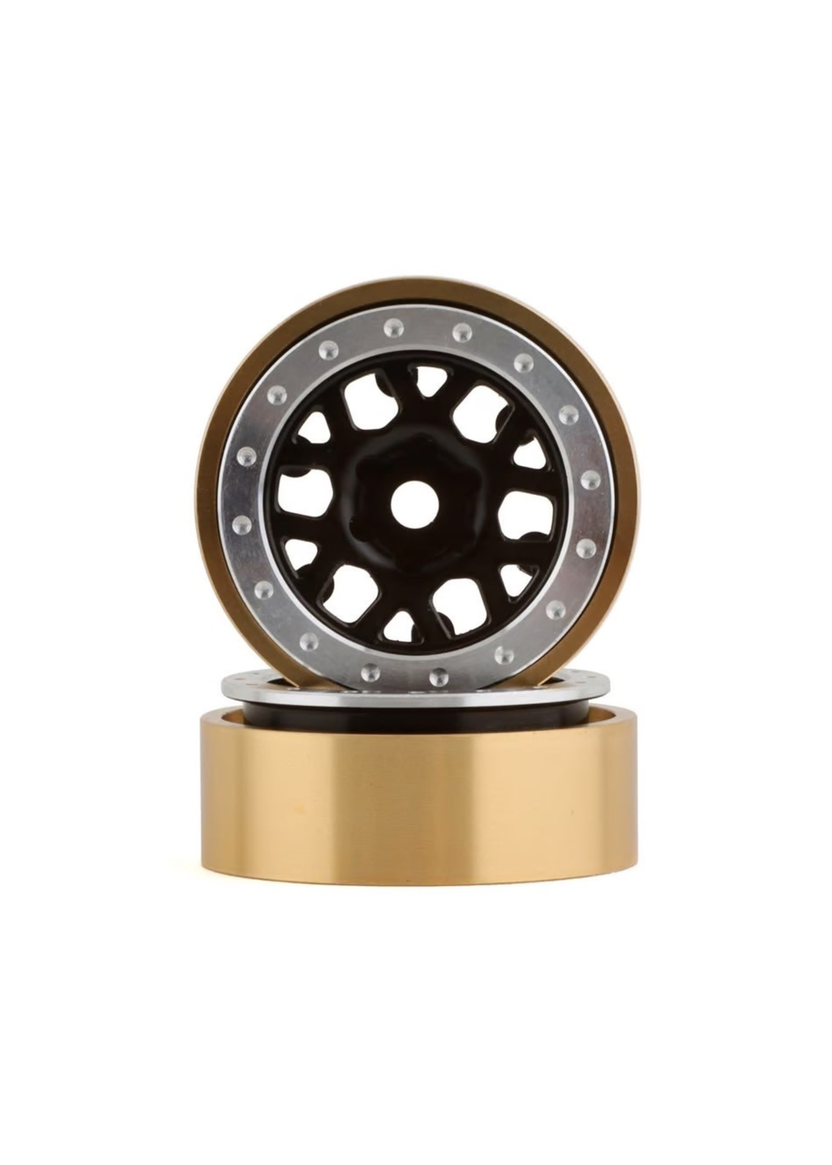 SSD SSD RC 1.0” Boxer Aluminum/Brass Beadlock Wheels (Black) (2)