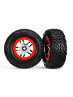 Traxxas Traxxas 4WD/2WD Mounted SCT Tires & DP Wheels Red