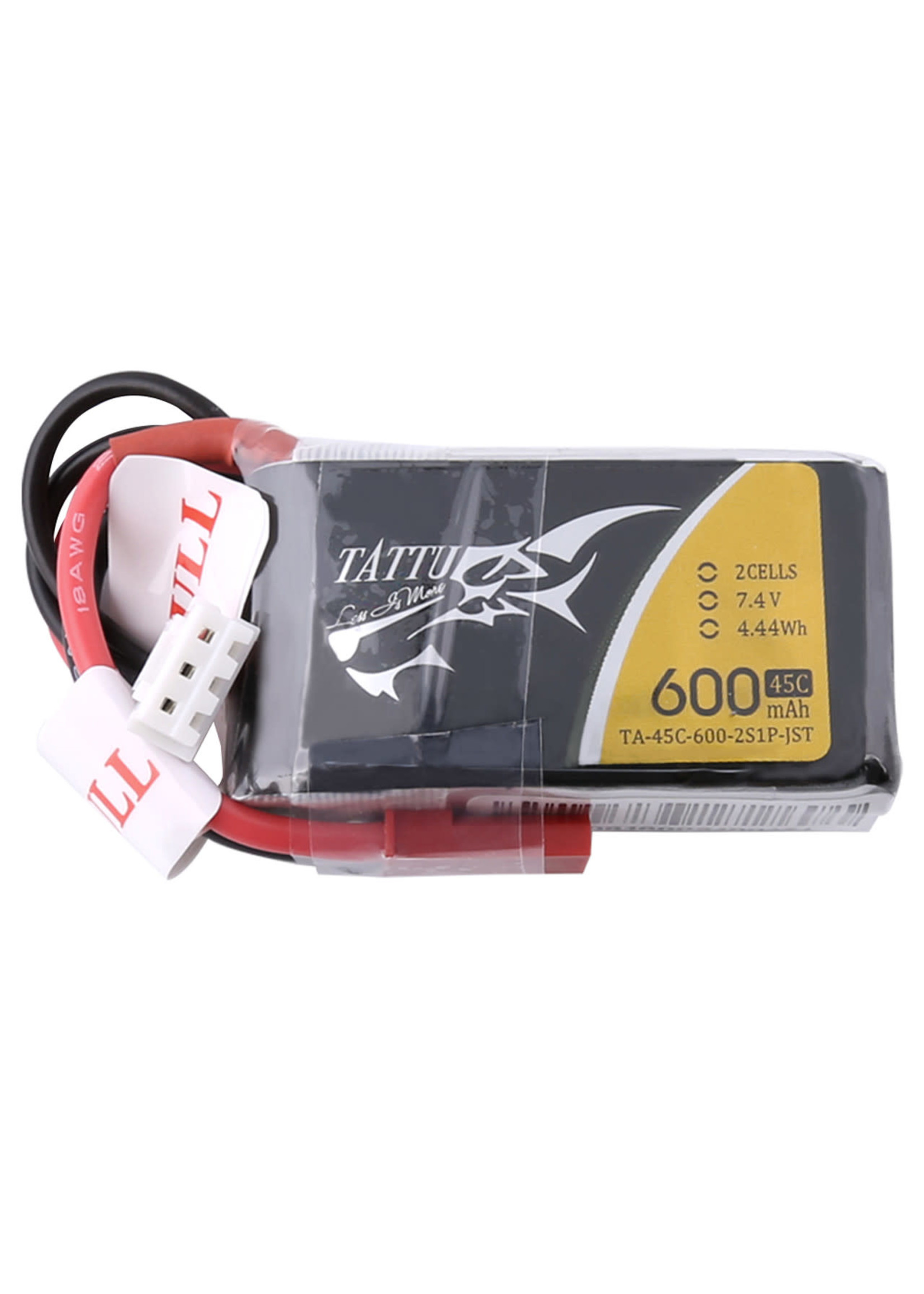 Gens ace Tattu 600mAh 7.4V 45C 2S1P Lipo Battery Pack With JST-SYP Plug