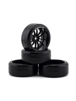 Firebrand RC Firebrand RC Char D9 Pre-Mounted Slick Drift Tires (4) (Black) w/FireSickle Tires, 12mm Hex & 9mm Offset