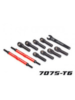 Traxxas Toe links, E-Revo VXL (TUBES red-anodized, 7075-T6 aluminum, stronger than titanium) (144mm) (2)/ rod ends, assembled with steel hollow balls (8)/ aluminum wrench, 8mm (1)