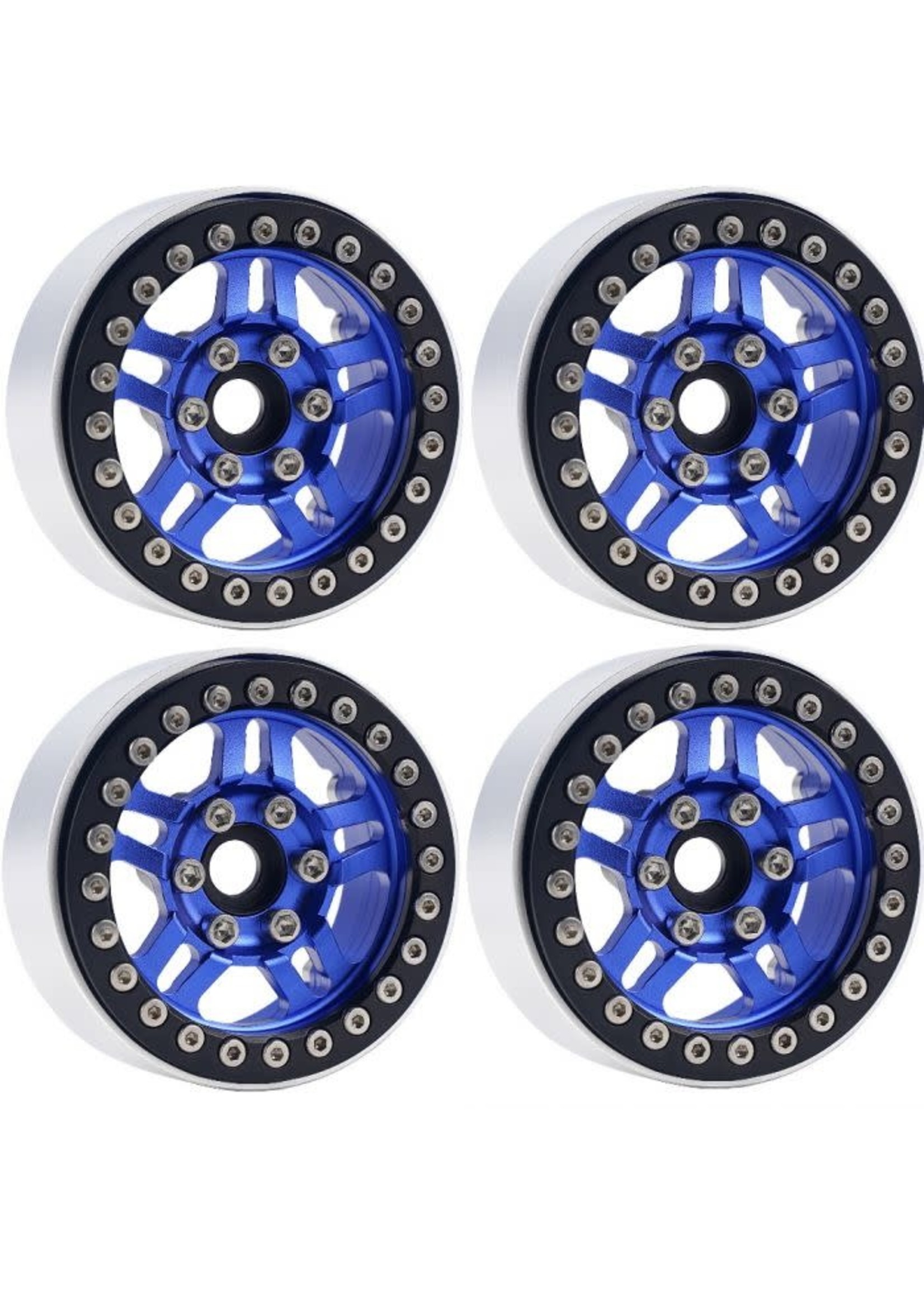 Power Hobby Powerhobby B4 Aluminum 1.9 Beadlock Wheels 9mm Hubs Blue (4) 1/10 Rock Crawler