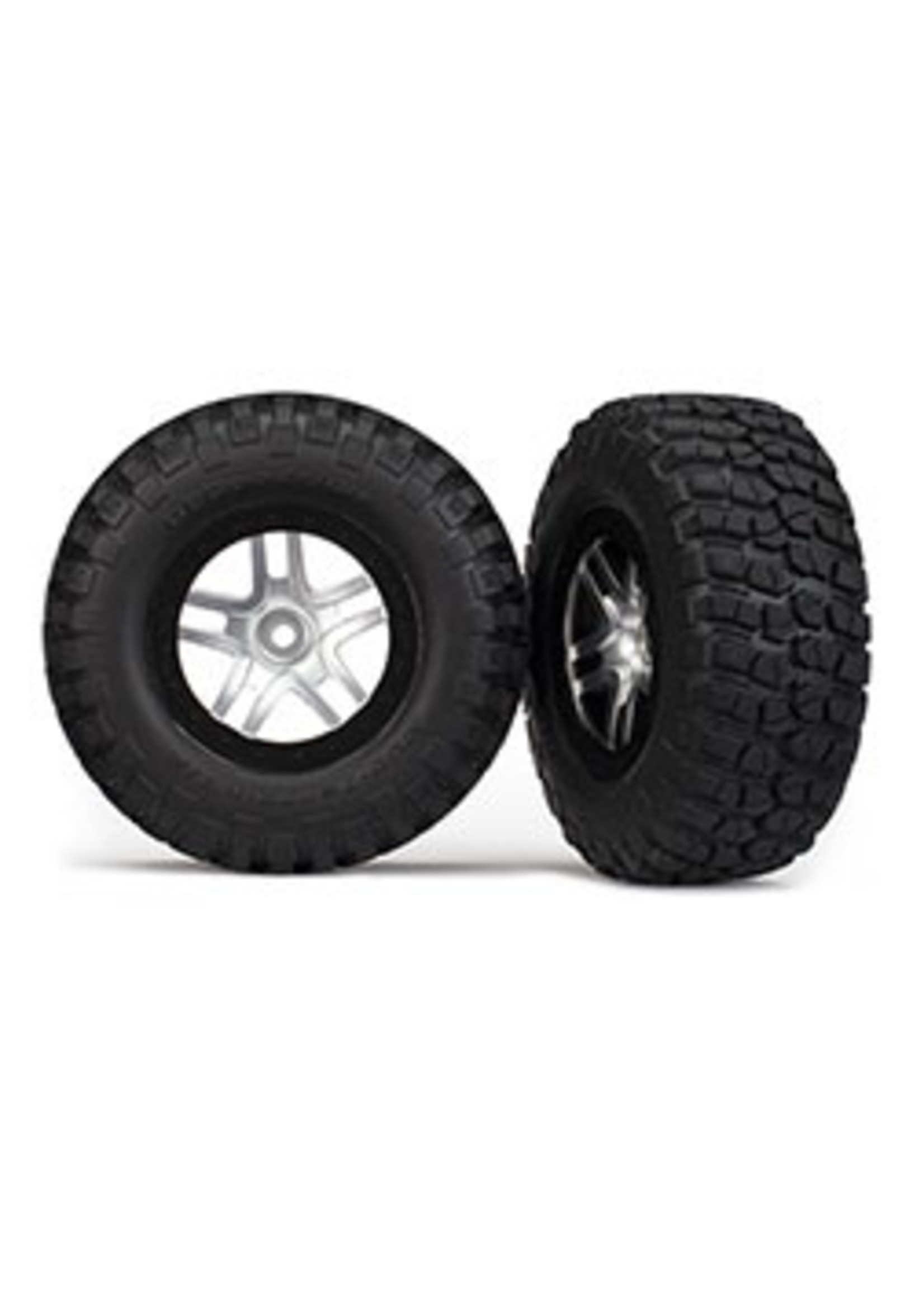 Traxxas 6873X Traxxas BFGoodrich Mud TA Rear Tires (2) (Satin Chrome) (S1) w/Split-Spoke Rear Wheel