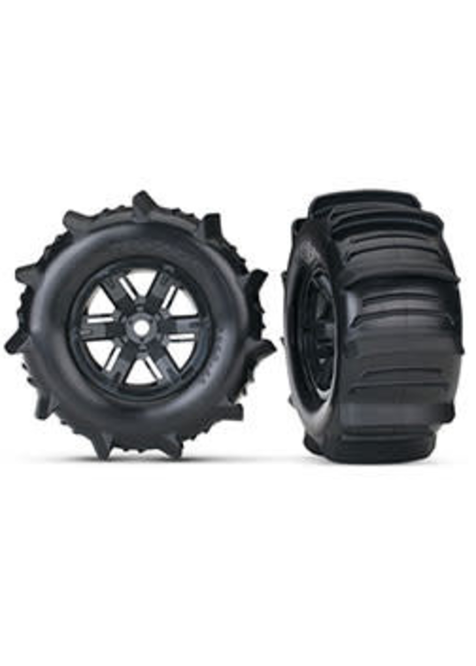 Traxxas 7773 Traxxas X-Maxx Pre-Mounted Paddle Tires & Wheels (2) (Black)