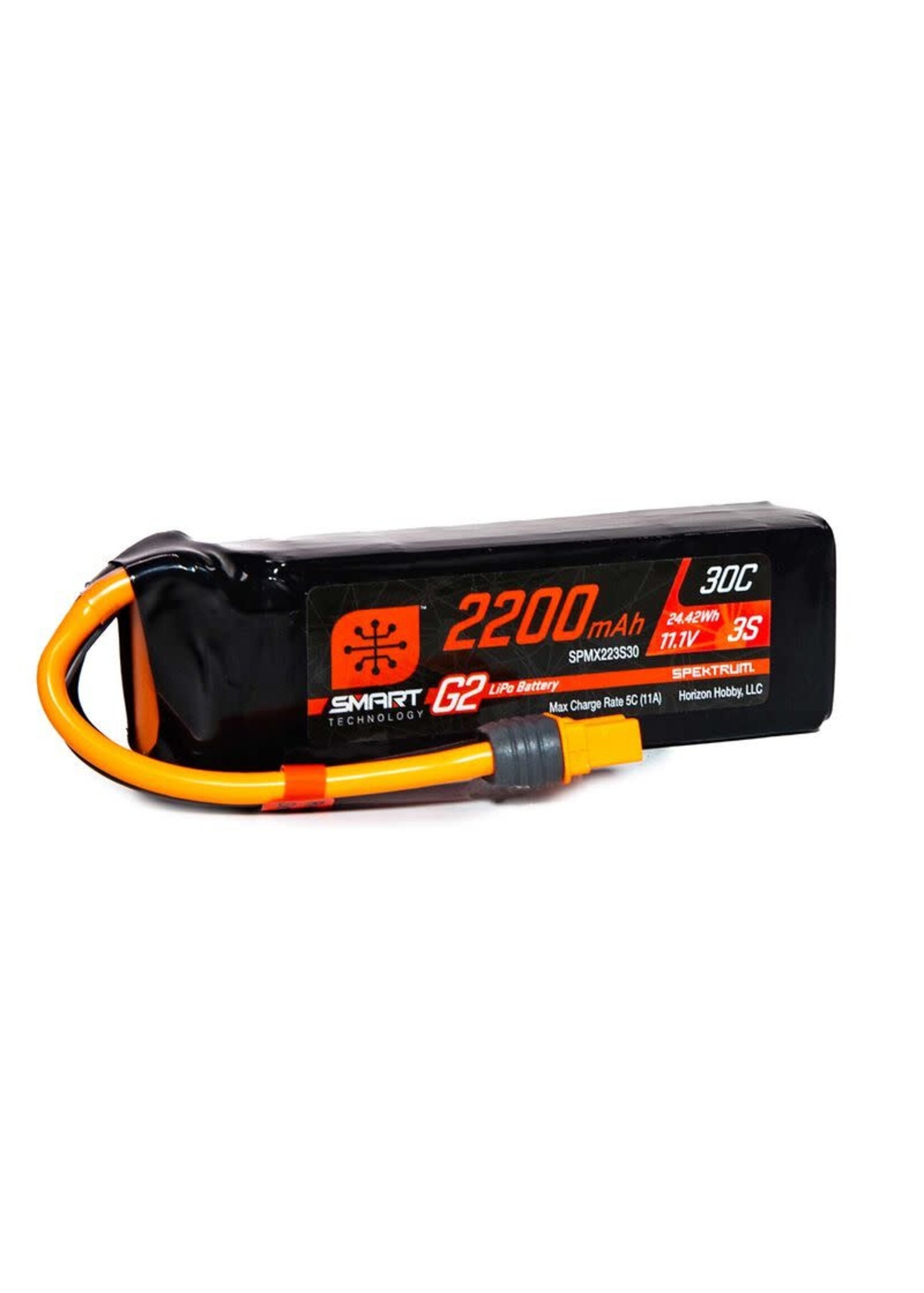 Spektrum SPMX223S30 11.1V 2200mAh 3S 30C Smart G2 LiPo Battery: IC3