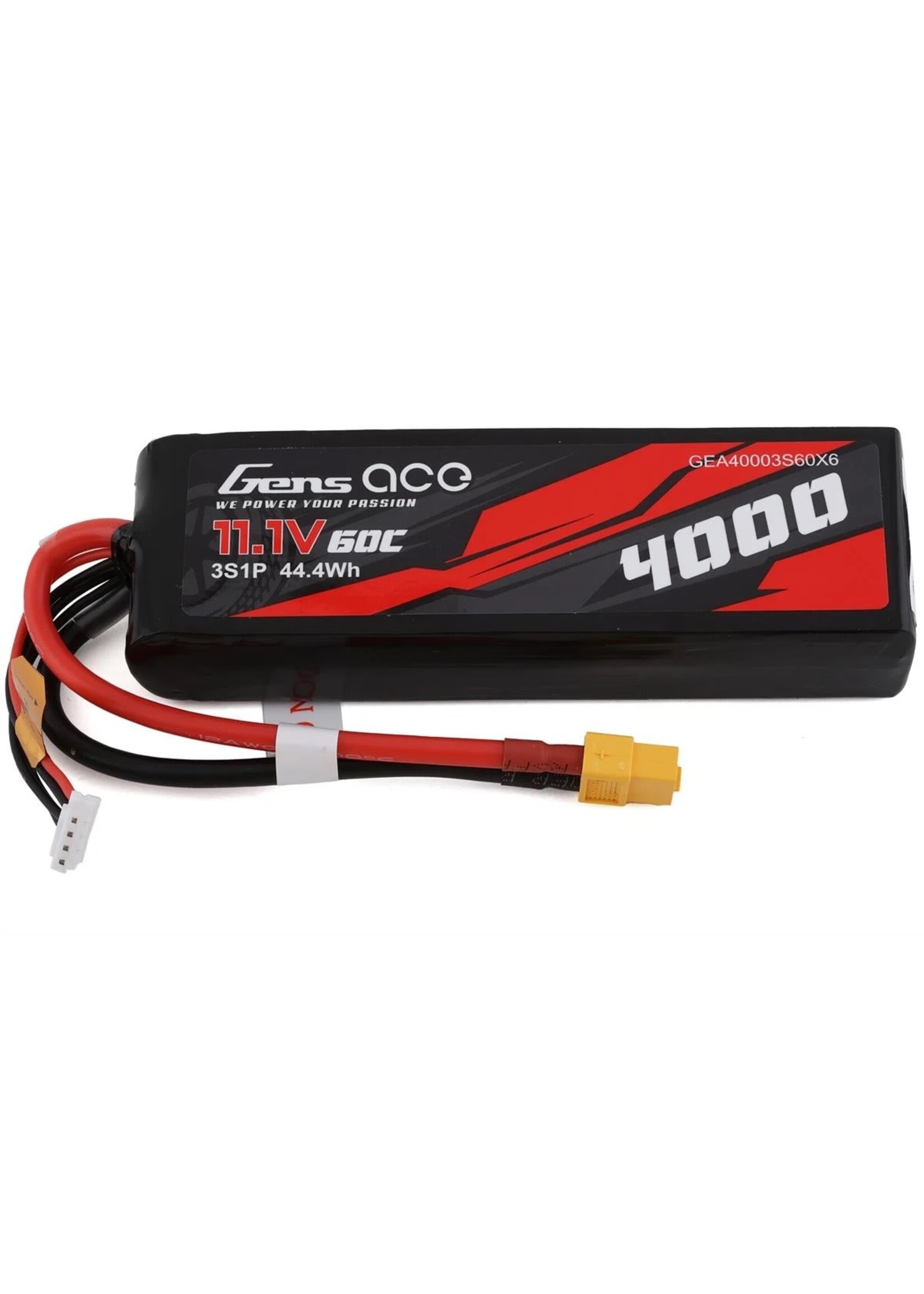 Gens ace GEA40003S60X6 Gens Ace 3s LiPo Battery 60C (11.1V/4000mAh) w/XT-60 Connector