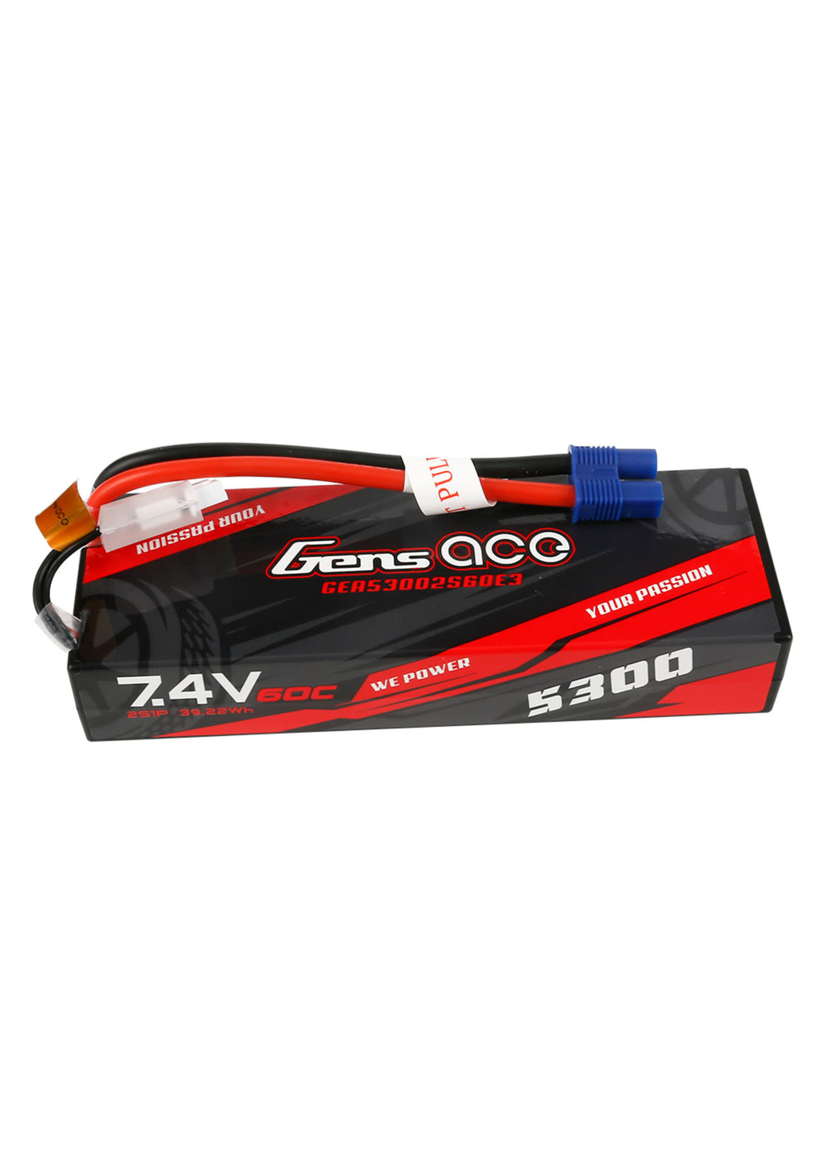 Gens ace GEA53002S60E3 Gens Ace 5300mAh 7.4V 60C 2S1P HardCase Lipo Battery Pack 24# With EC3 Plug For RC Car
