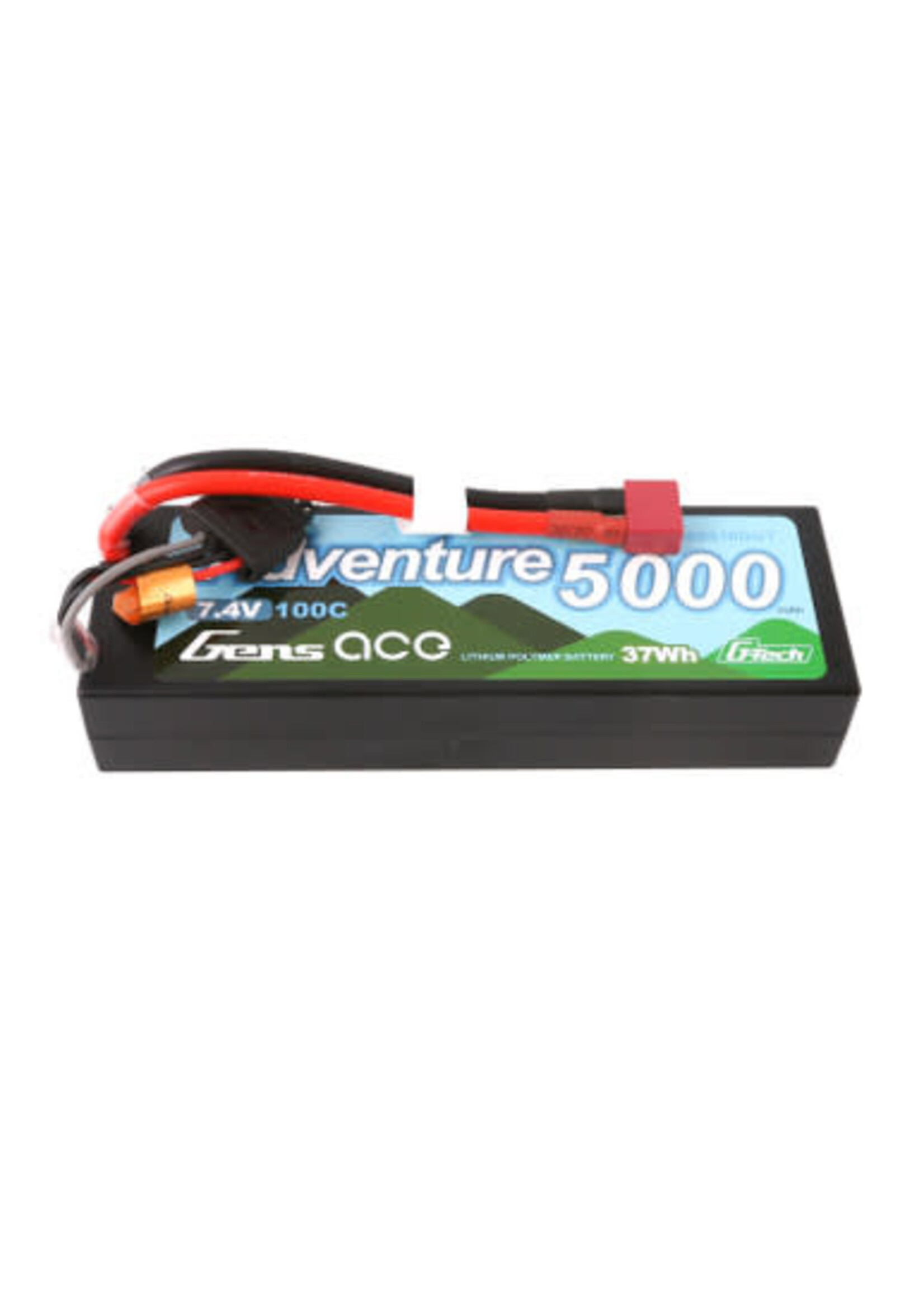 Gens ace GEA502S10DGT Gens Ace G-Tech Adventure 5000mAh 7.4V 2S1P 100C HardCase Lipo Battery Pack 24# With Deans Plug