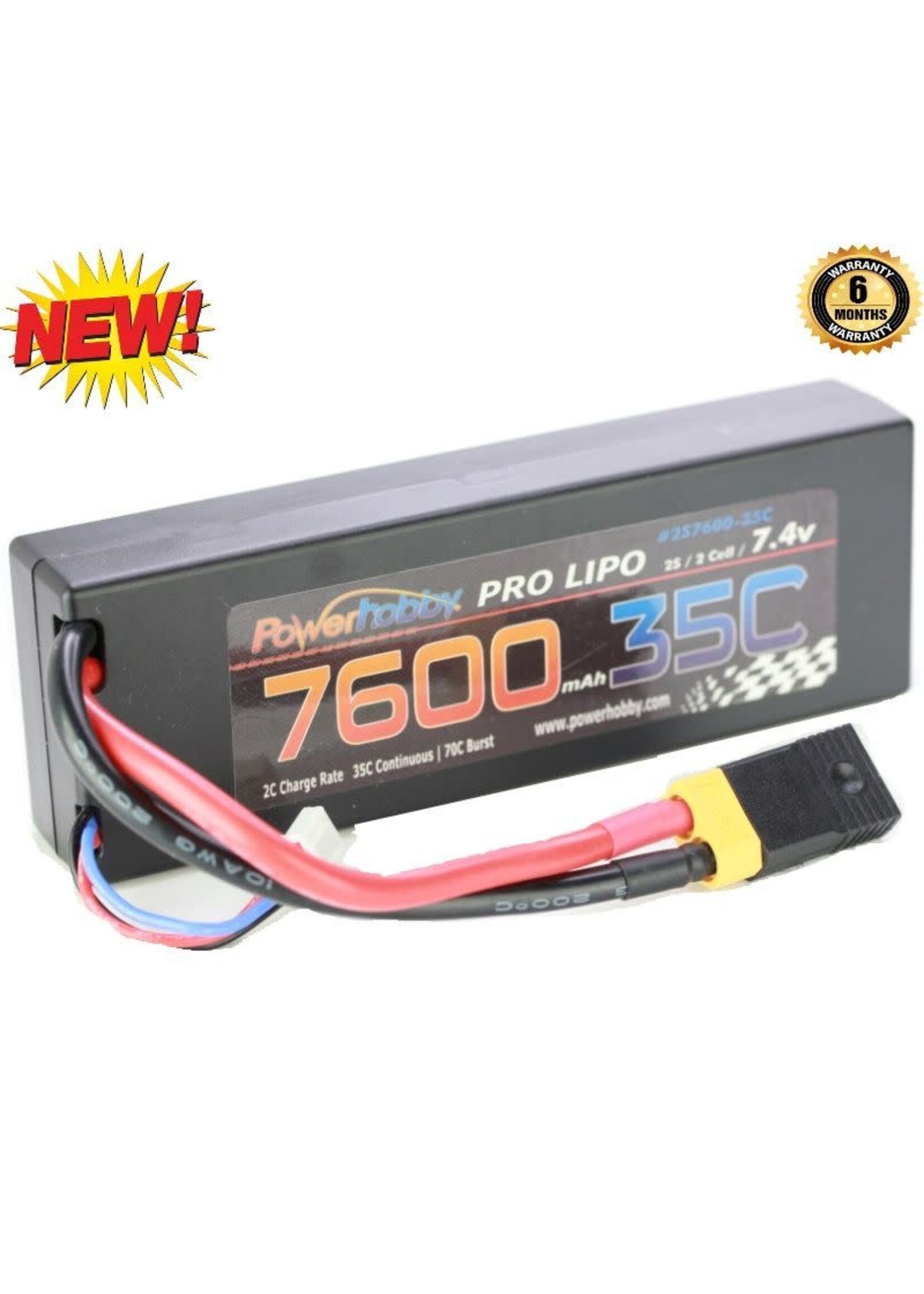 Power Hobby PHB2S760035XT60 Powerhobby 2s 7.4v 7600mah 35c Lipo Battery w XT60 Plug + Adapter