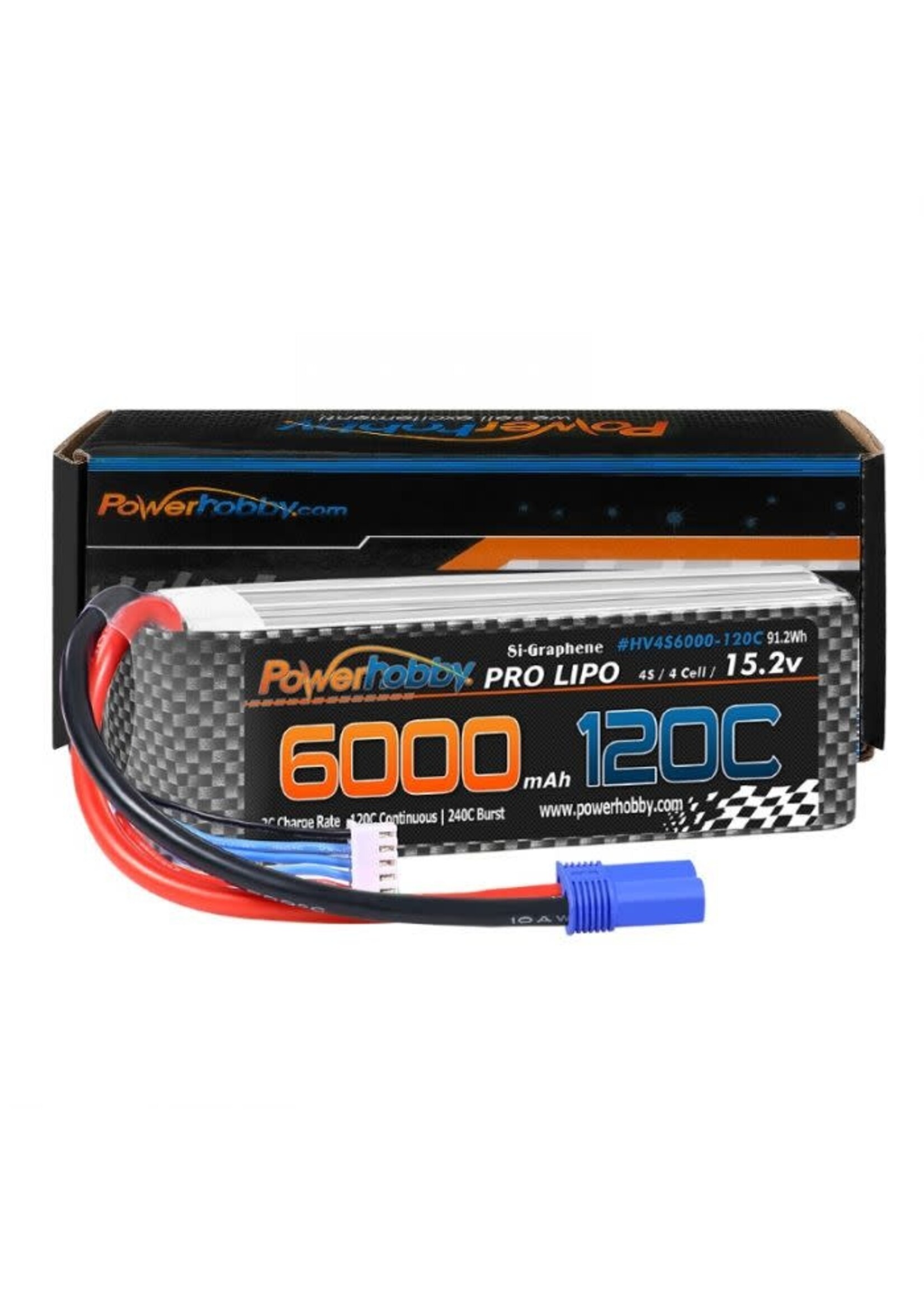 Power Hobby PHB4S6000120EC5-SC Powerhobby 4s 15.2v 6000MAH 120C Graphene + HV Lipo Battery EC5 Plug Soft Case